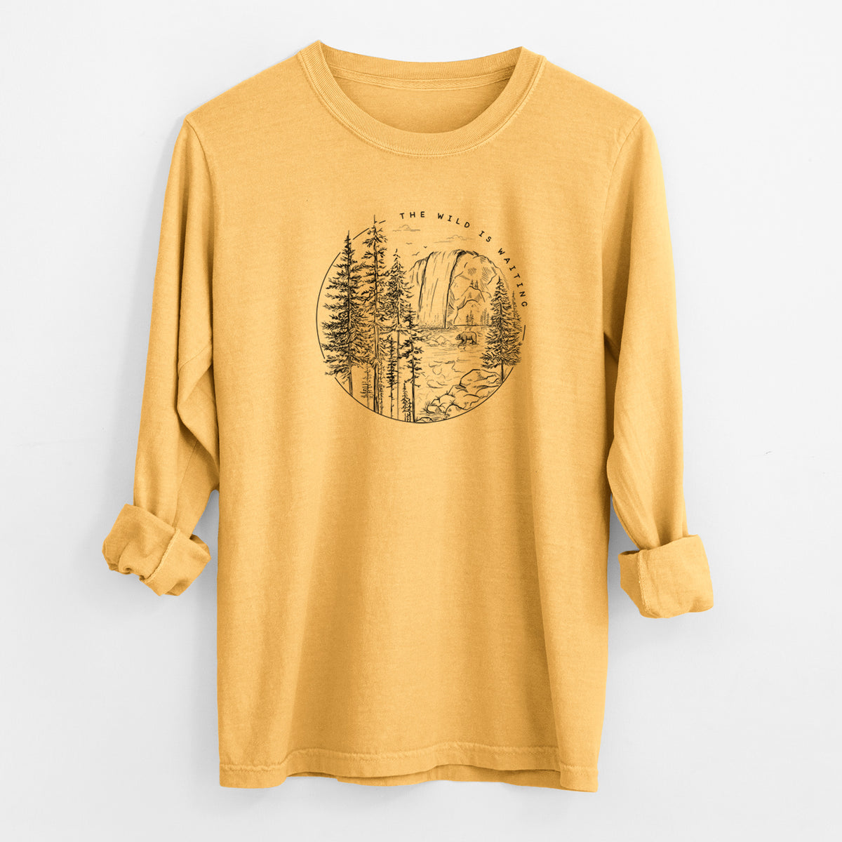 The Wild is Waiting - Men&#39;s Heavyweight 100% Cotton Long Sleeve