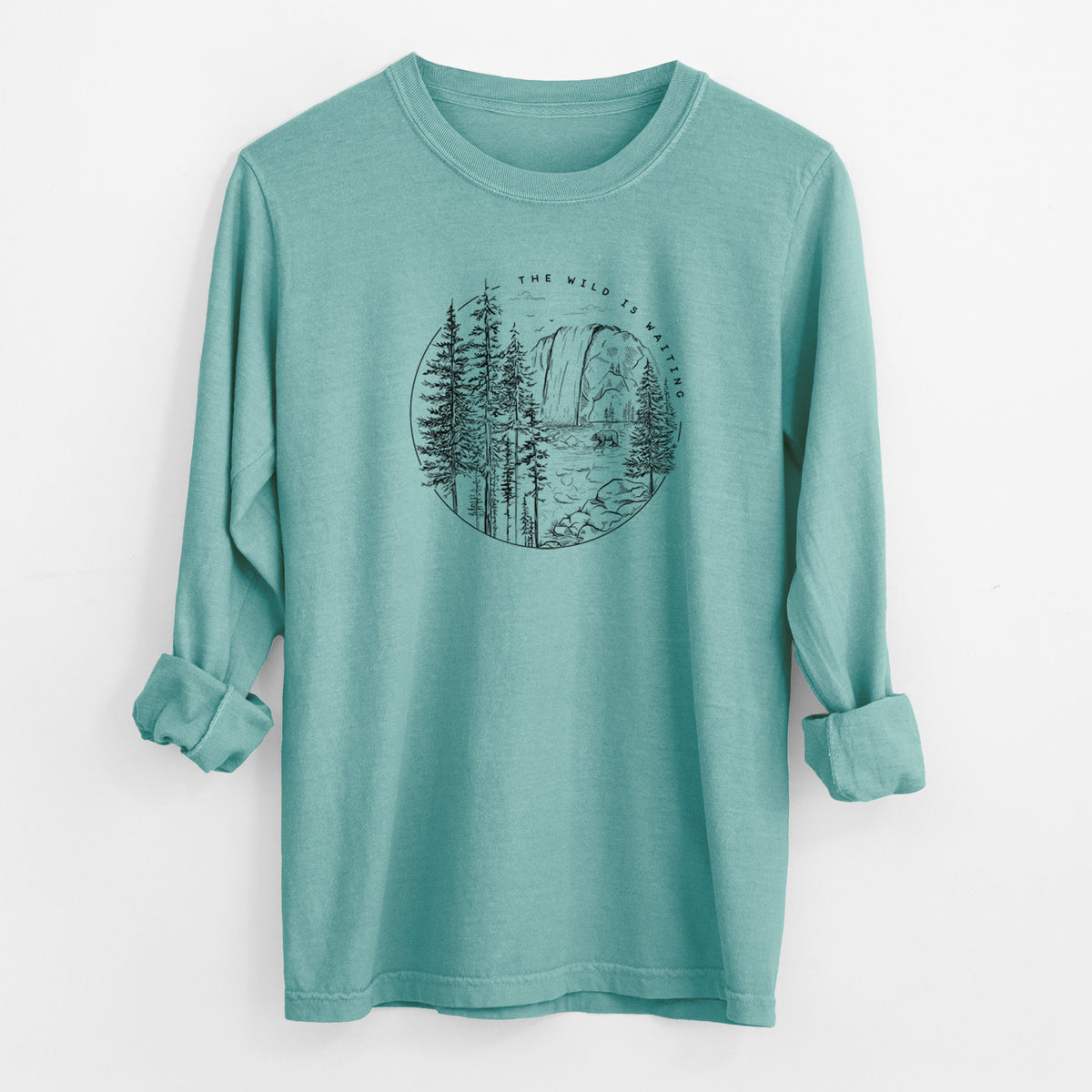 The Wild is Waiting - Men&#39;s Heavyweight 100% Cotton Long Sleeve