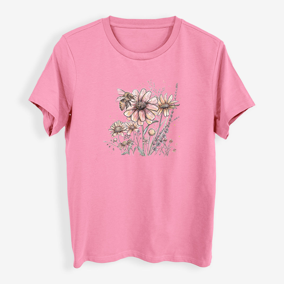 Bee with Wildflowers - Womens Everyday Maple Tee