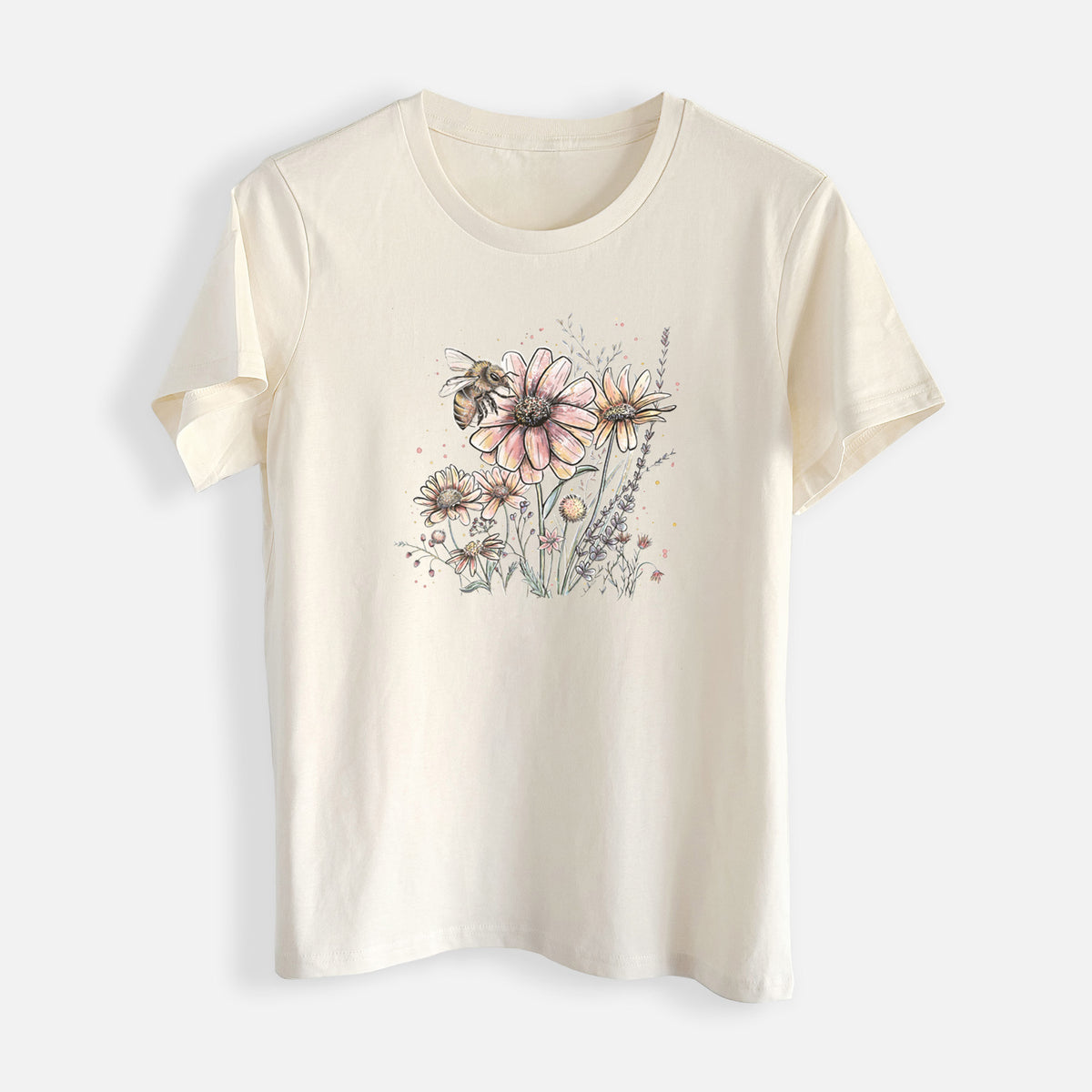 Bee with Wildflowers - Womens Everyday Maple Tee