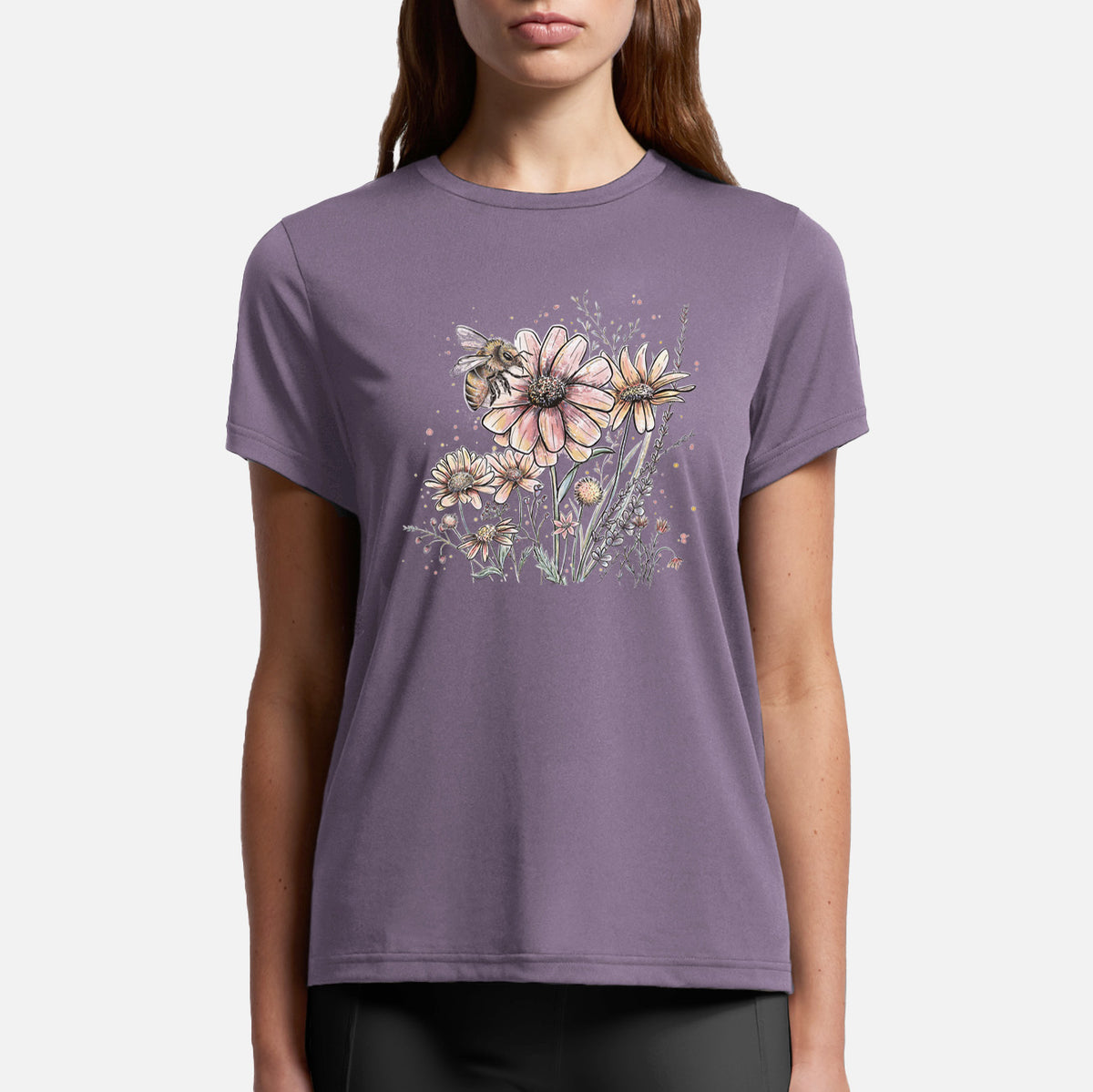 Bee with Wildflowers - Womens Everyday Maple Tee