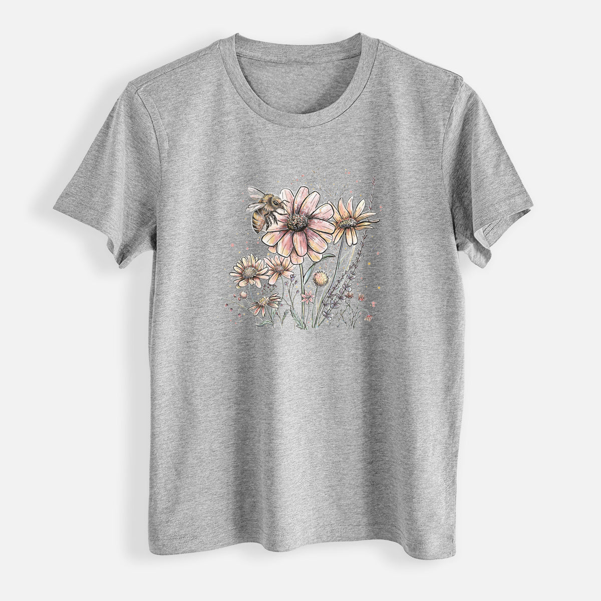 Bee with Wildflowers - Womens Everyday Maple Tee