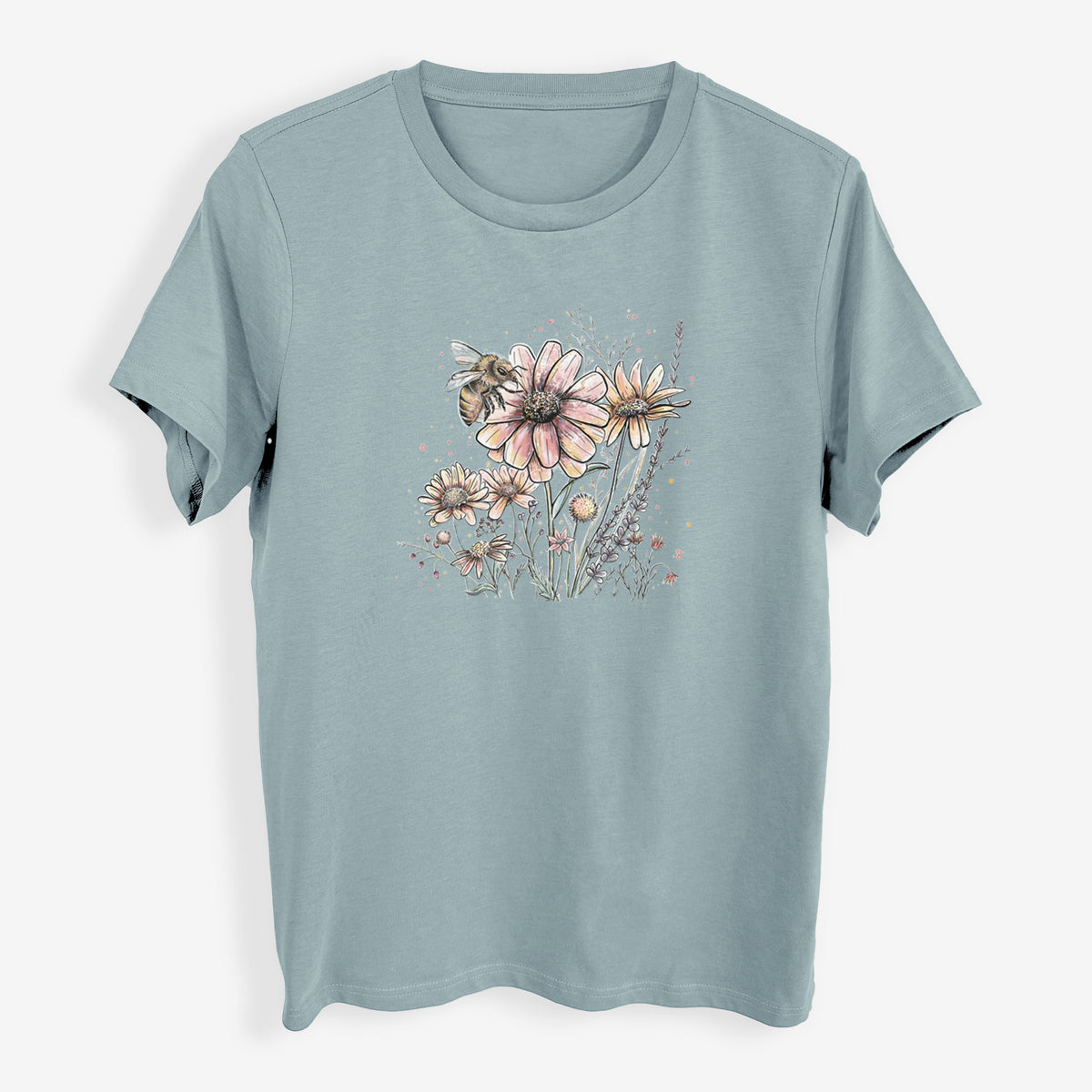 Bee with Wildflowers - Womens Everyday Maple Tee