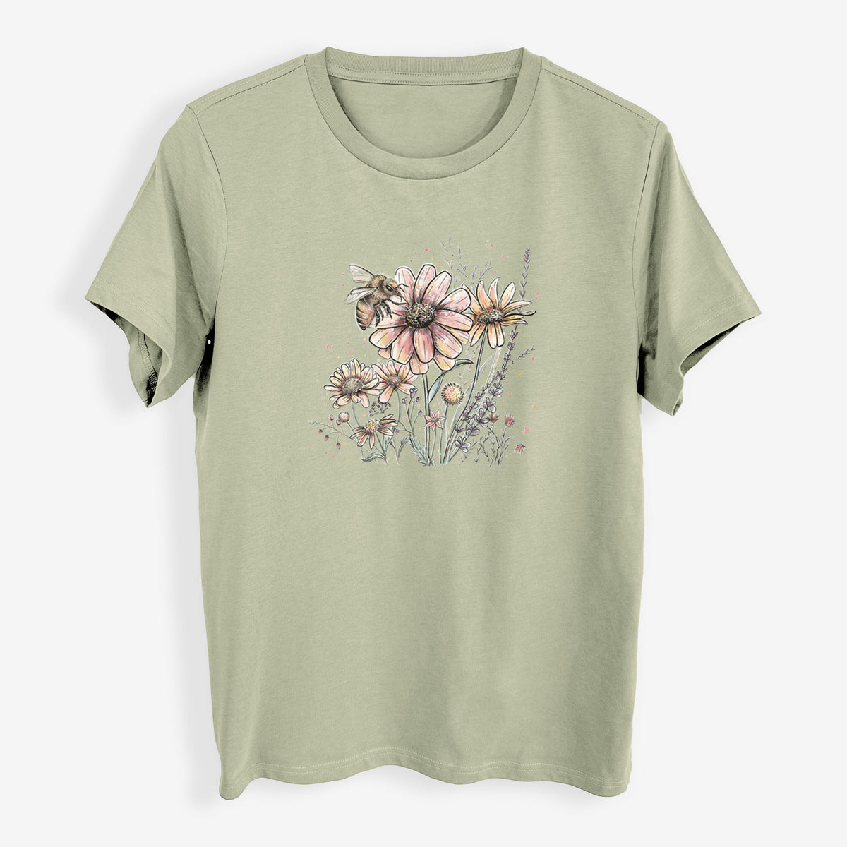 Bee with Wildflowers - Womens Everyday Maple Tee