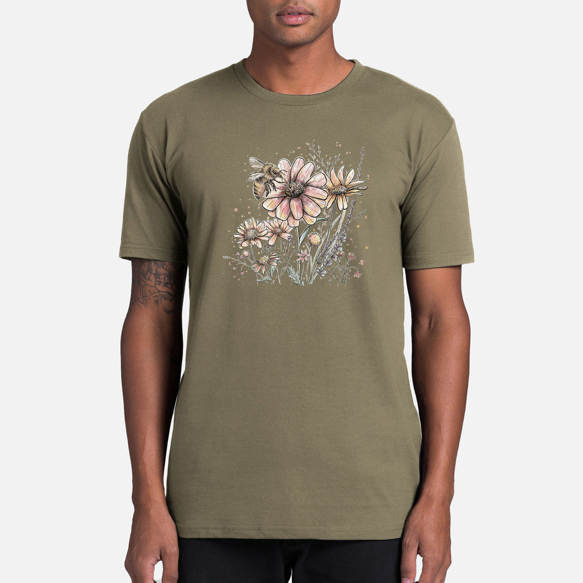 Bee with Wildflowers - Mens Everyday Staple Tee