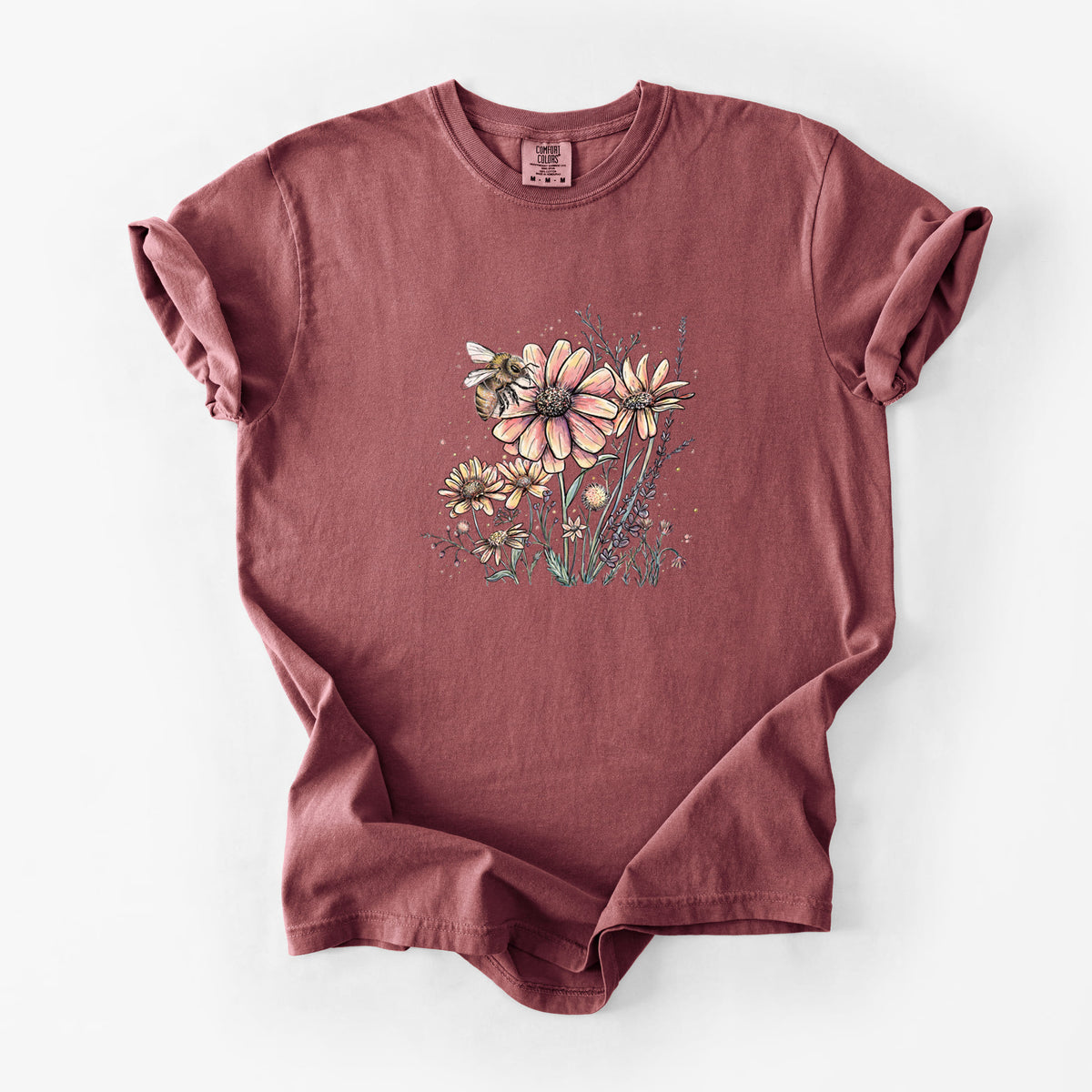 Bee with Wildflowers - Unisex Comfort Colors Garment-Dyed Heavyweight T-shirt