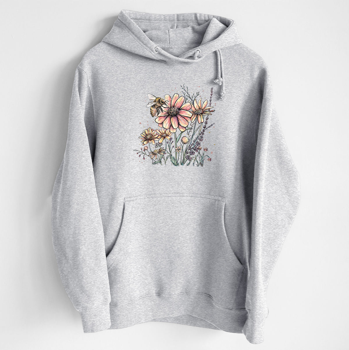 Bee with Wildflowers - Heavyweight Fleece Hoodie