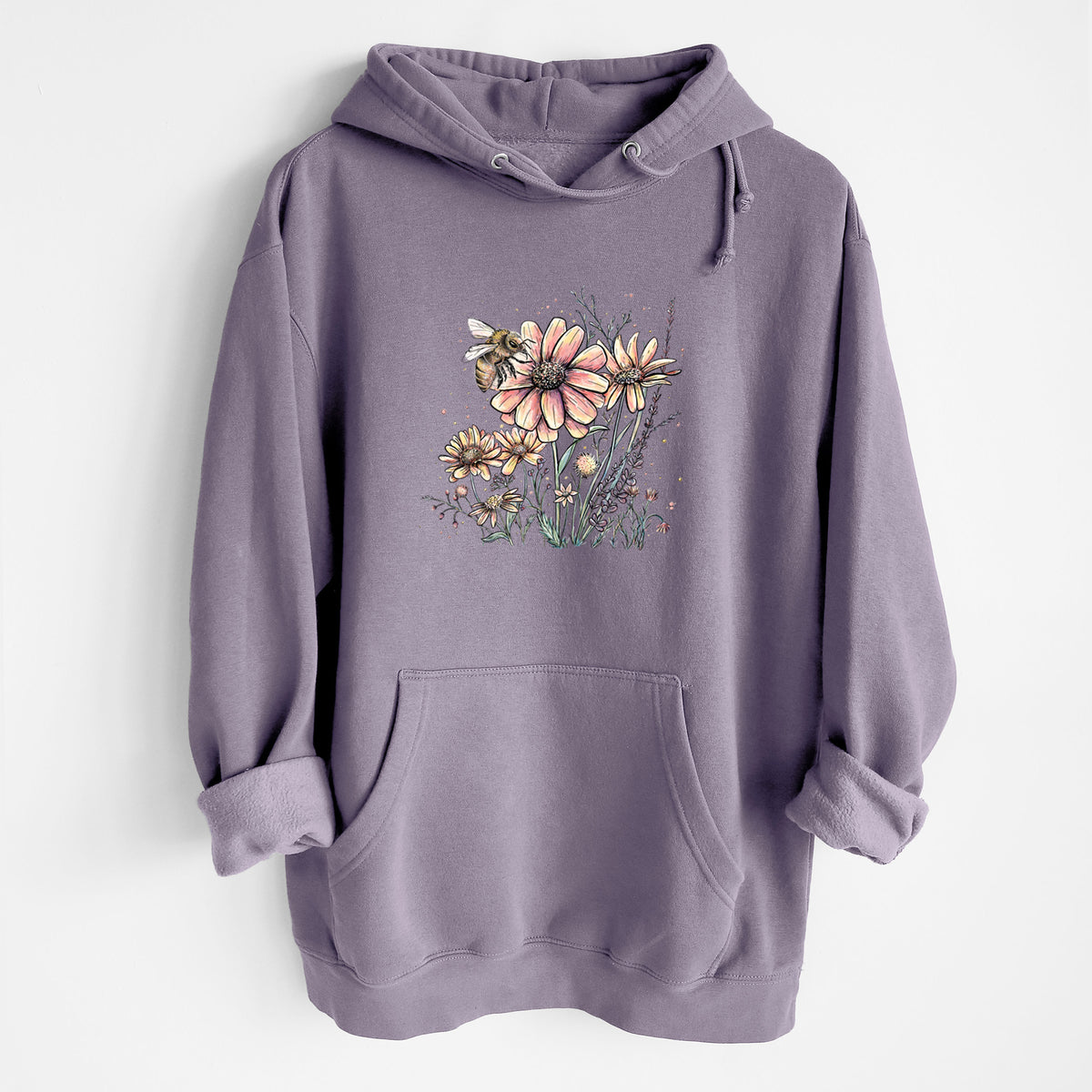 Bee with Wildflowers - Heavyweight Fleece Hoodie
