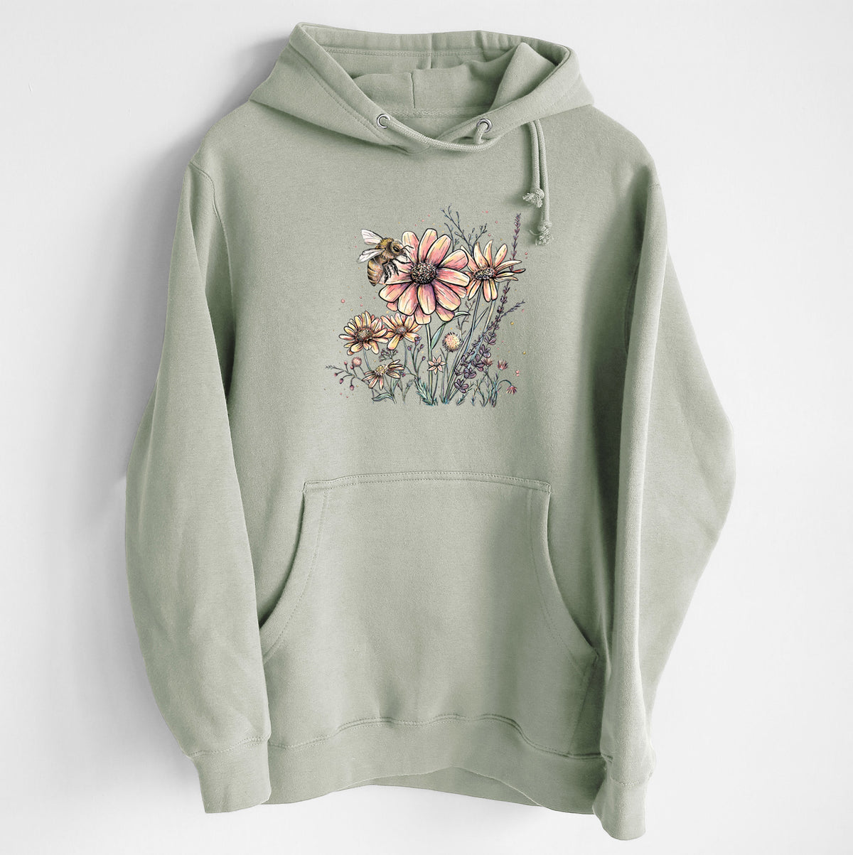 Bee with Wildflowers - Heavyweight Fleece Hoodie