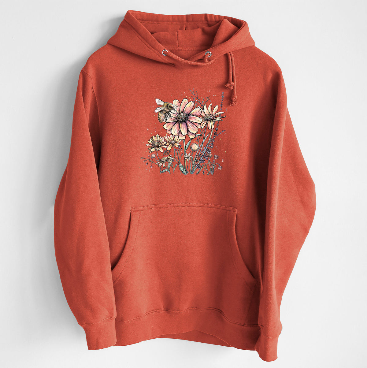 Bee with Wildflowers - Heavyweight Fleece Hoodie
