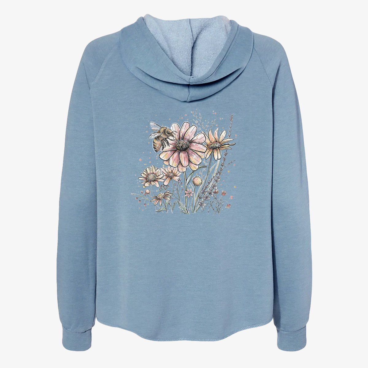 Bee with Wildflowers - Women&#39;s Cali Wave Zip-Up Sweatshirt