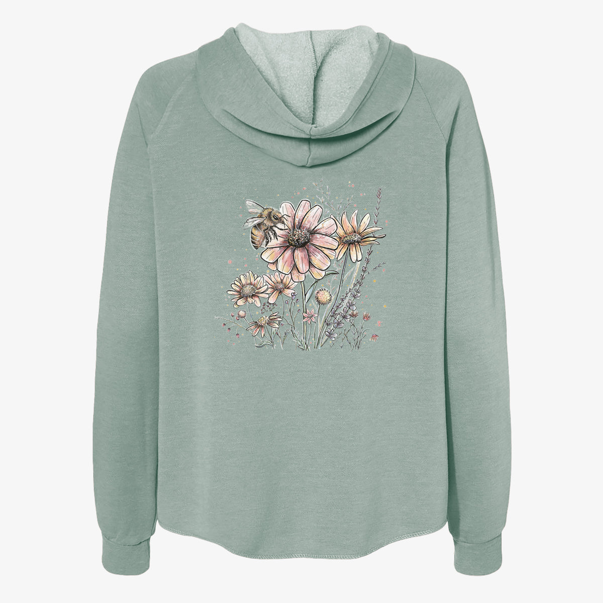 Bee with Wildflowers - Women&#39;s Cali Wave Zip-Up Sweatshirt