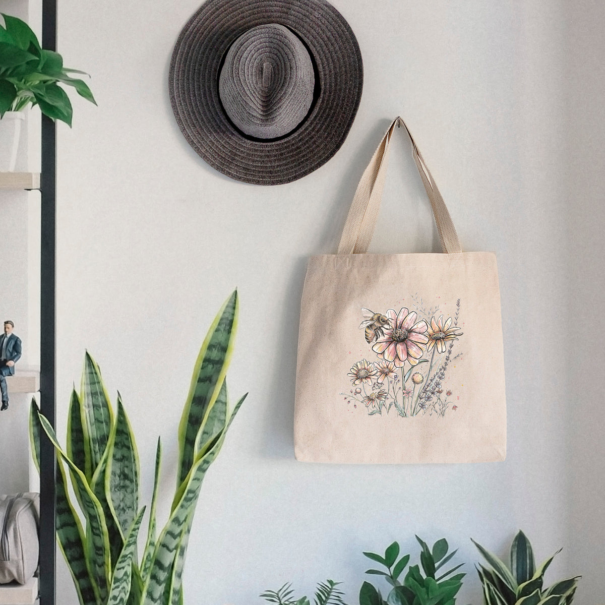Bee with Wildflowers - Tote Bag