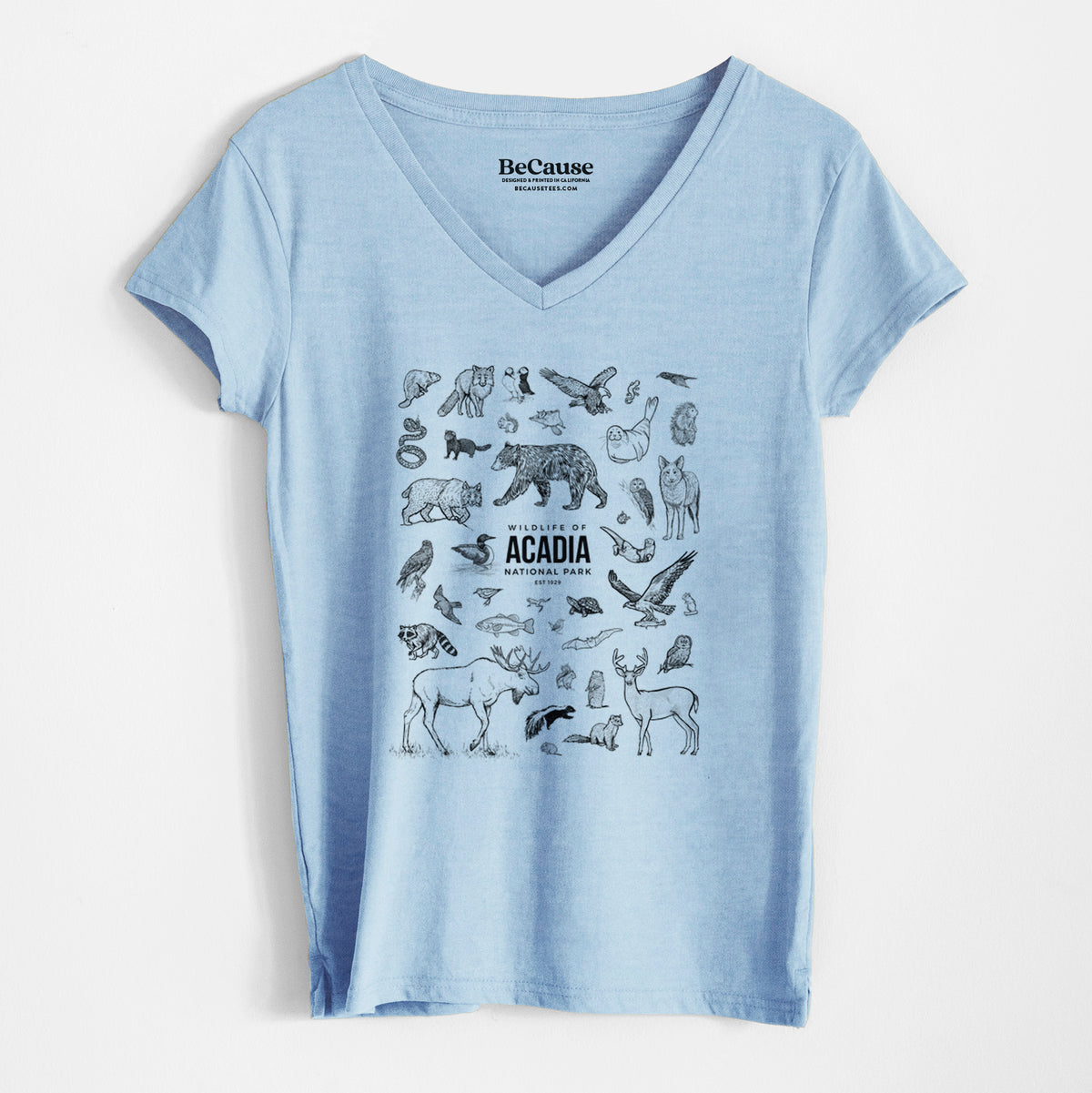 Wildlife of Acadia National Park - Women&#39;s 100% Recycled V-neck