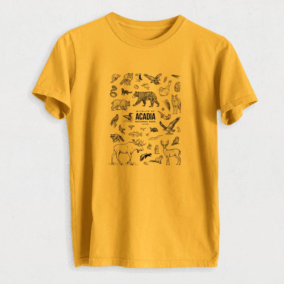 Wildlife of Acadia National Park - Heavyweight Men&#39;s 100% Organic Cotton Tee