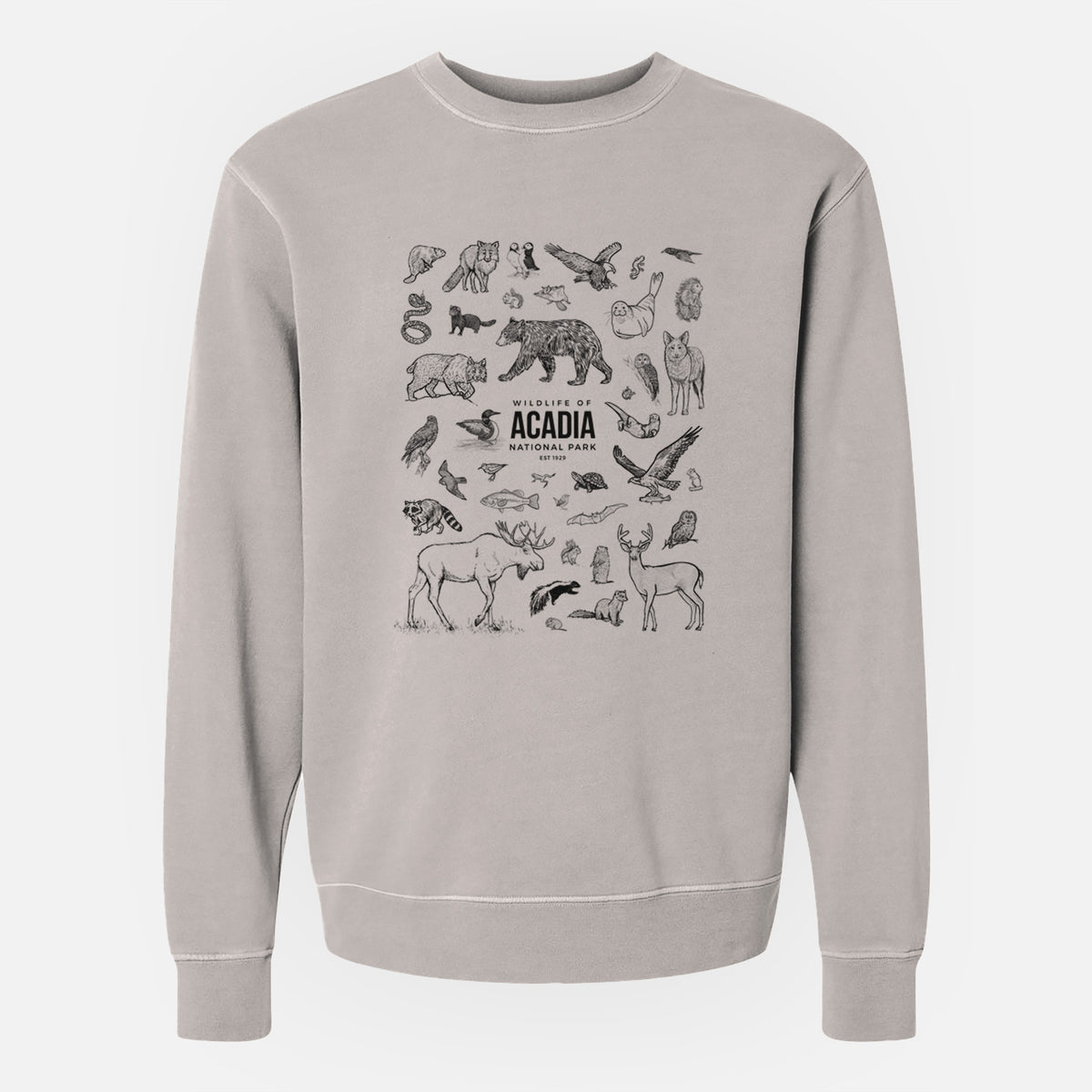 Wildlife of Acadia National Park - Unisex Pigment Dyed Crew Sweatshirt