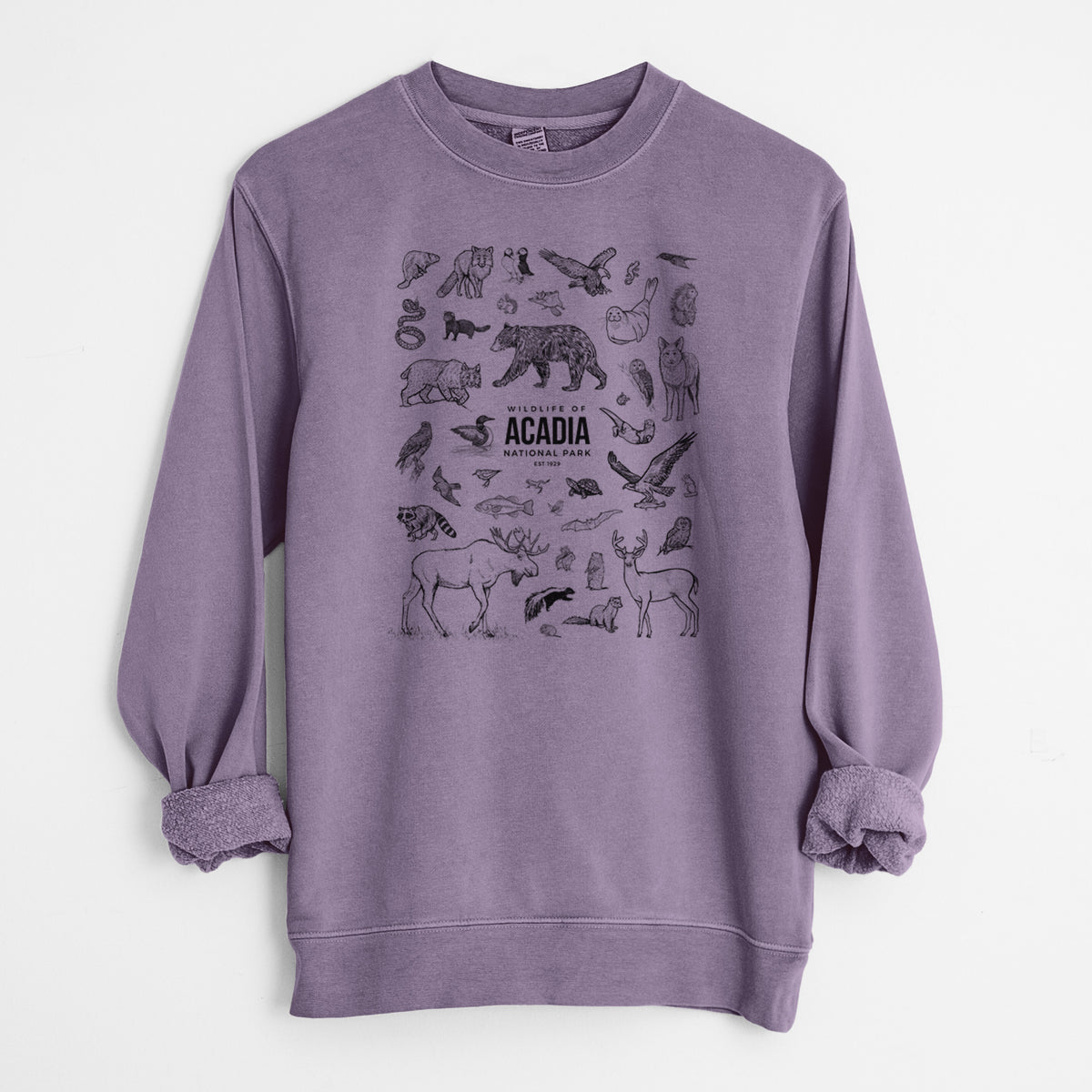 Wildlife of Acadia National Park - Unisex Pigment Dyed Crew Sweatshirt