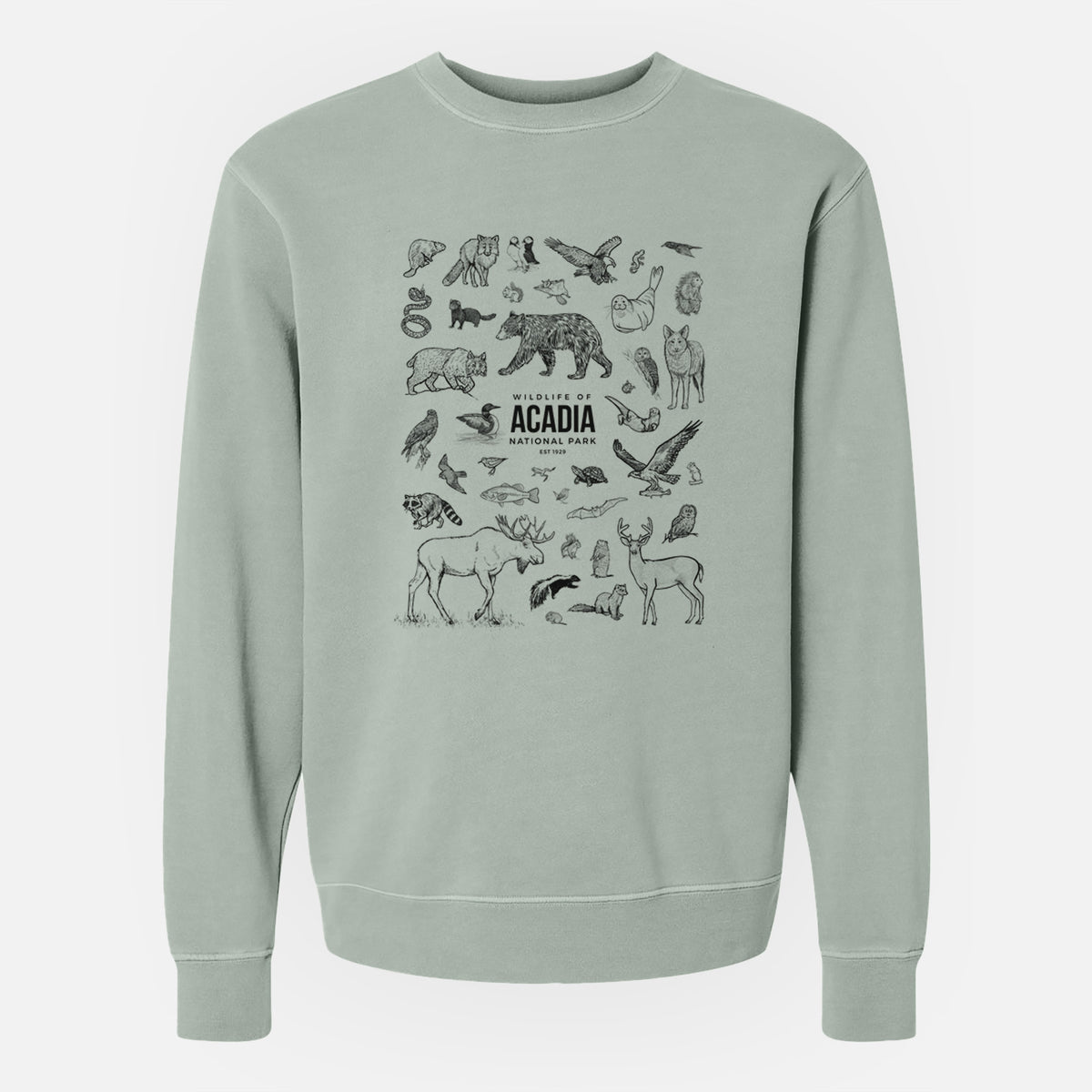 Wildlife of Acadia National Park - Unisex Pigment Dyed Crew Sweatshirt