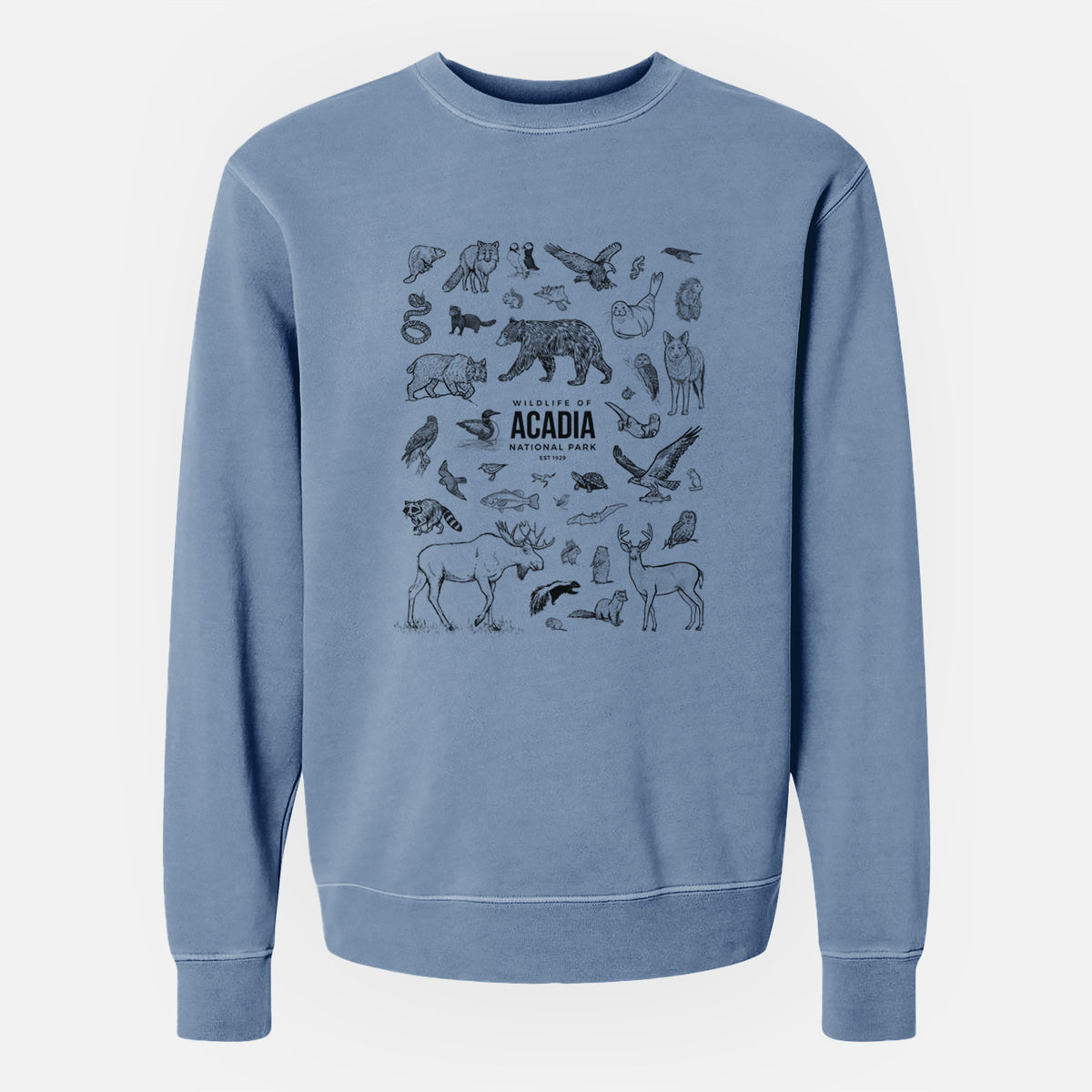 Wildlife of Acadia National Park - Unisex Pigment Dyed Crew Sweatshirt