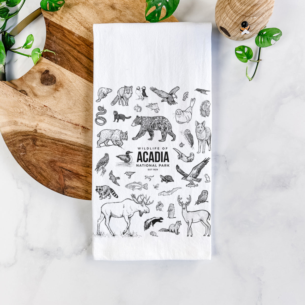 Wildlife of Acadia National Park Tea Towel