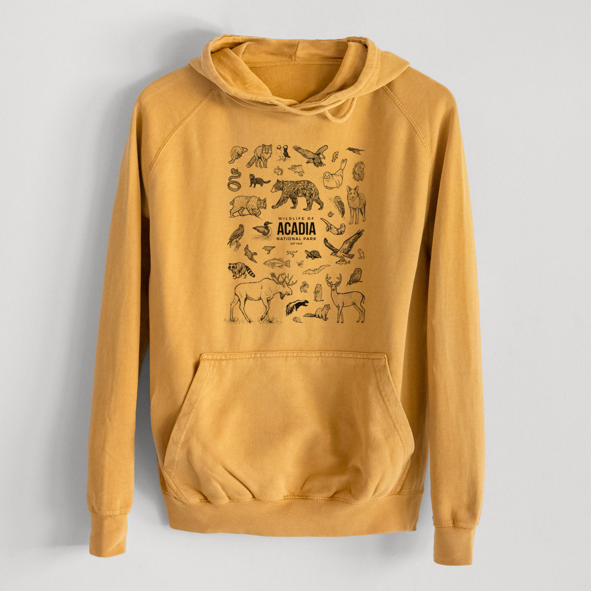 Wildlife of Acadia National Park  - Mid-Weight Unisex Vintage 100% Cotton Hoodie