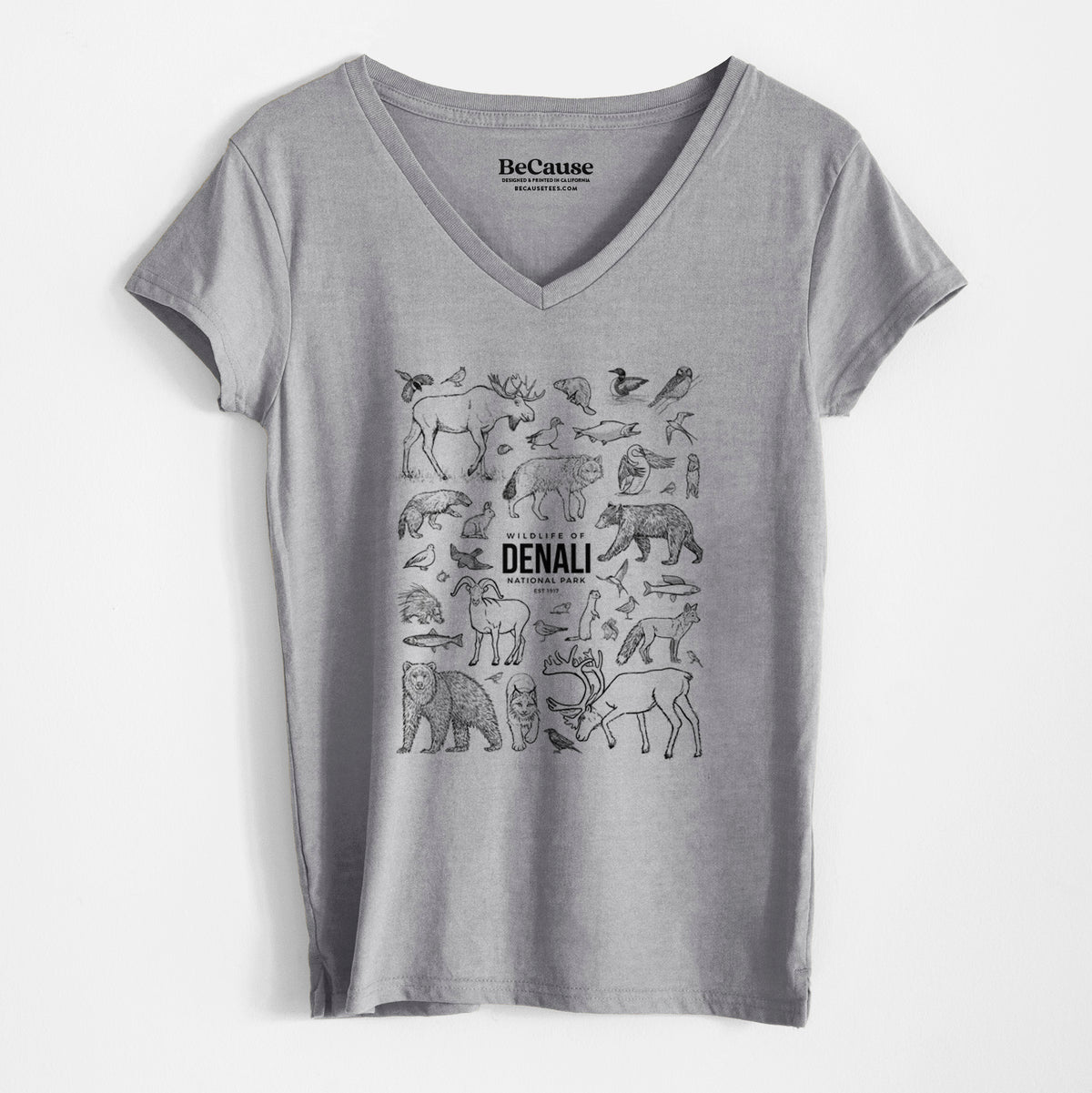 Wildlife of Denali National Park - Women&#39;s 100% Recycled V-neck