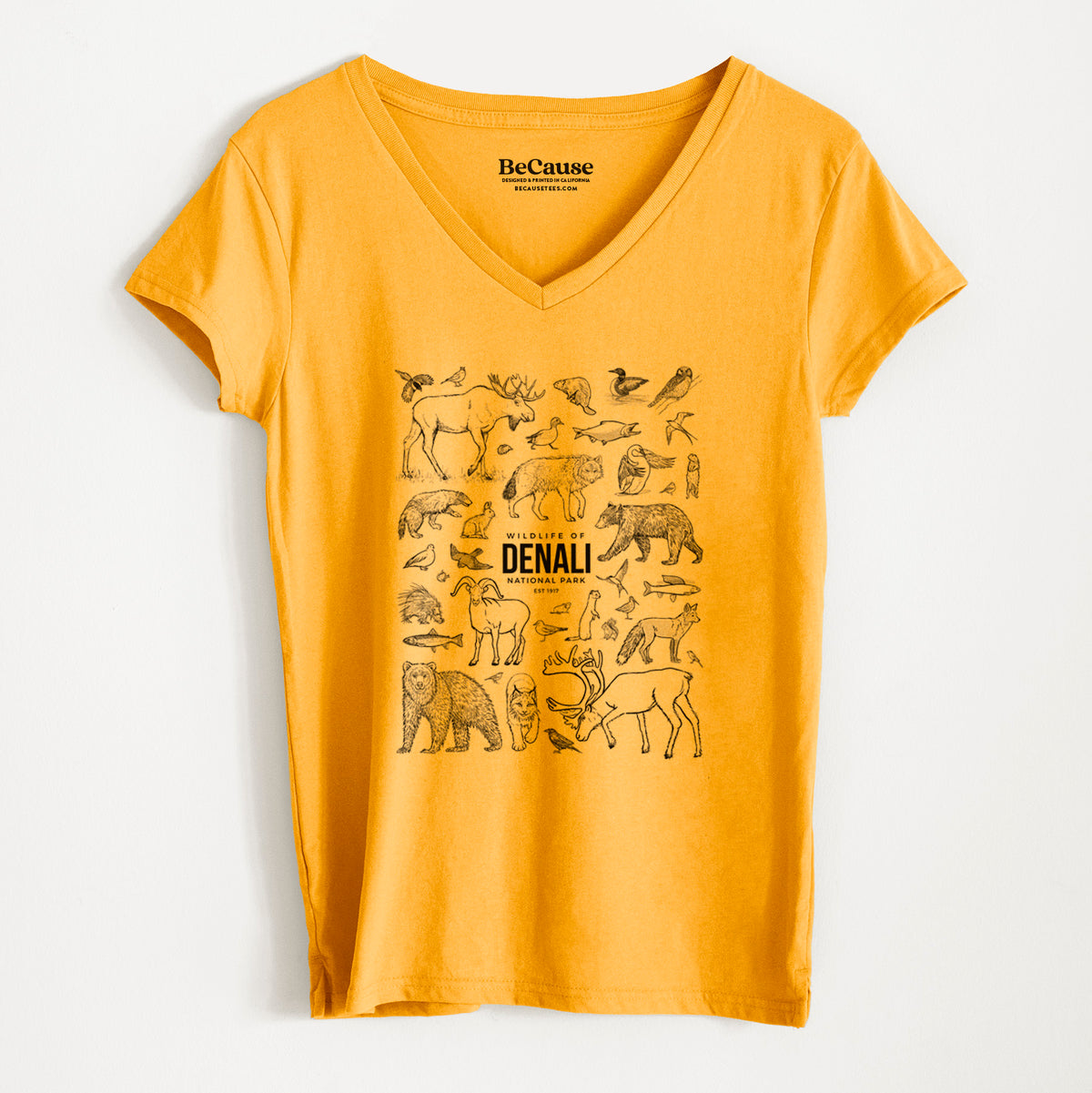 Wildlife of Denali National Park - Women&#39;s 100% Recycled V-neck