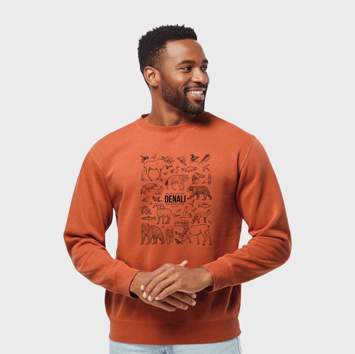 Wildlife of Denali National Park - Unisex Pigment Dyed Crew Sweatshirt