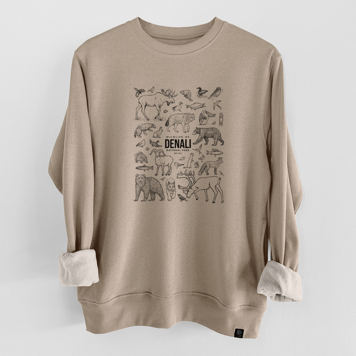 Wildlife of Denali National Park  - Unisex Reclaimed Crewneck Sweatshirt