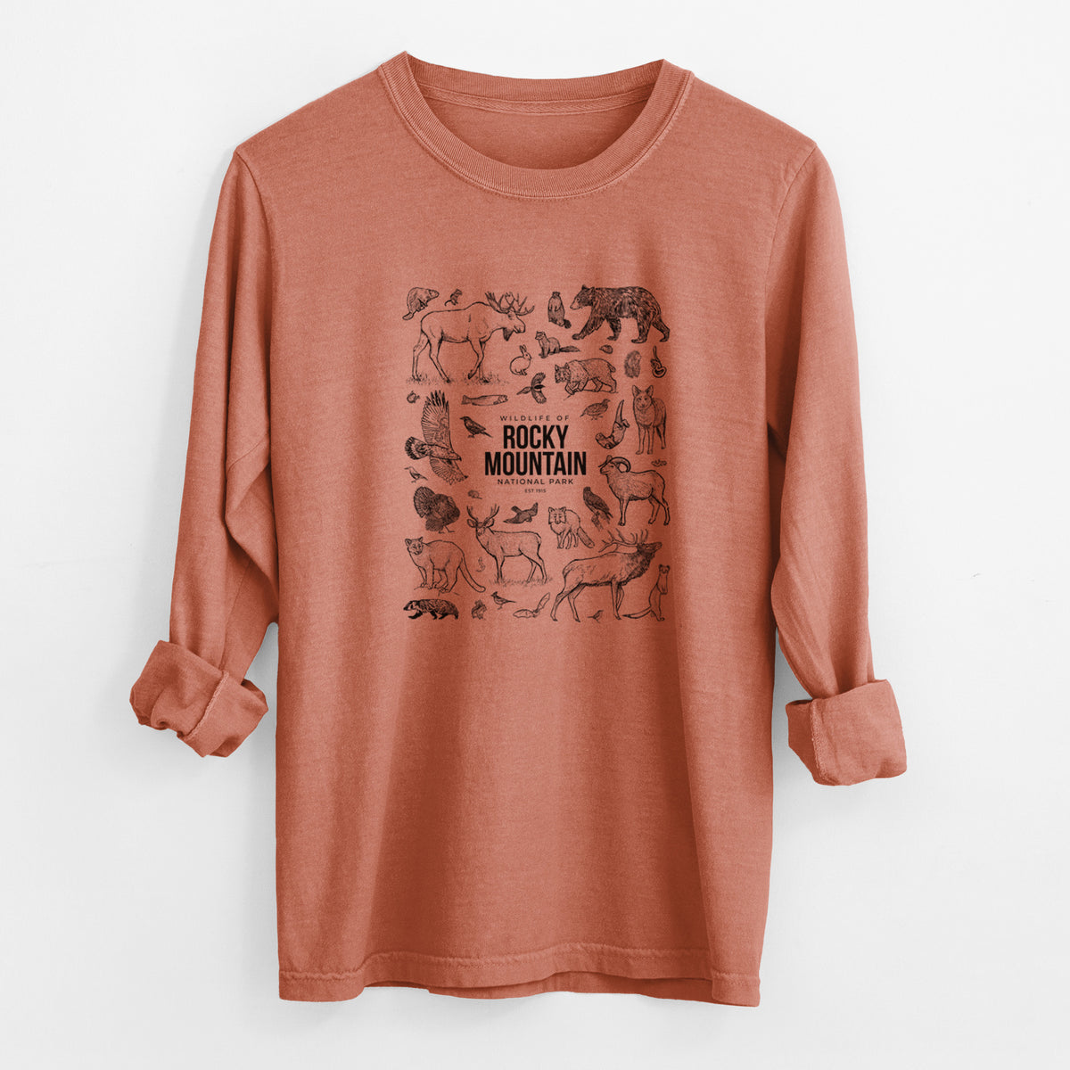 Wildlife of the Rocky Mountain National Park - Unisex Comfort Colors 100% Cotton Long Sleeve