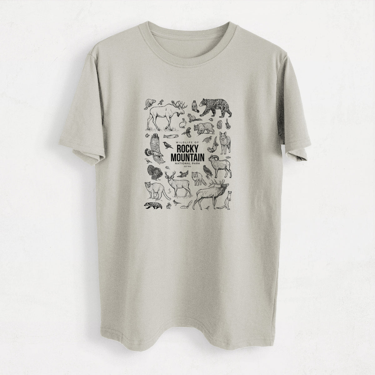Wildlife of the Rocky Mountain National Park - Heavyweight Men&#39;s 100% Organic Cotton Tee