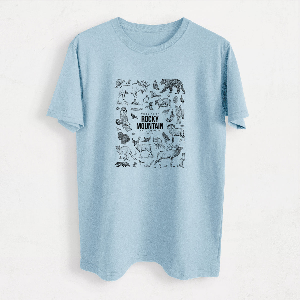 Wildlife of the Rocky Mountain National Park - Heavyweight Men&#39;s 100% Organic Cotton Tee