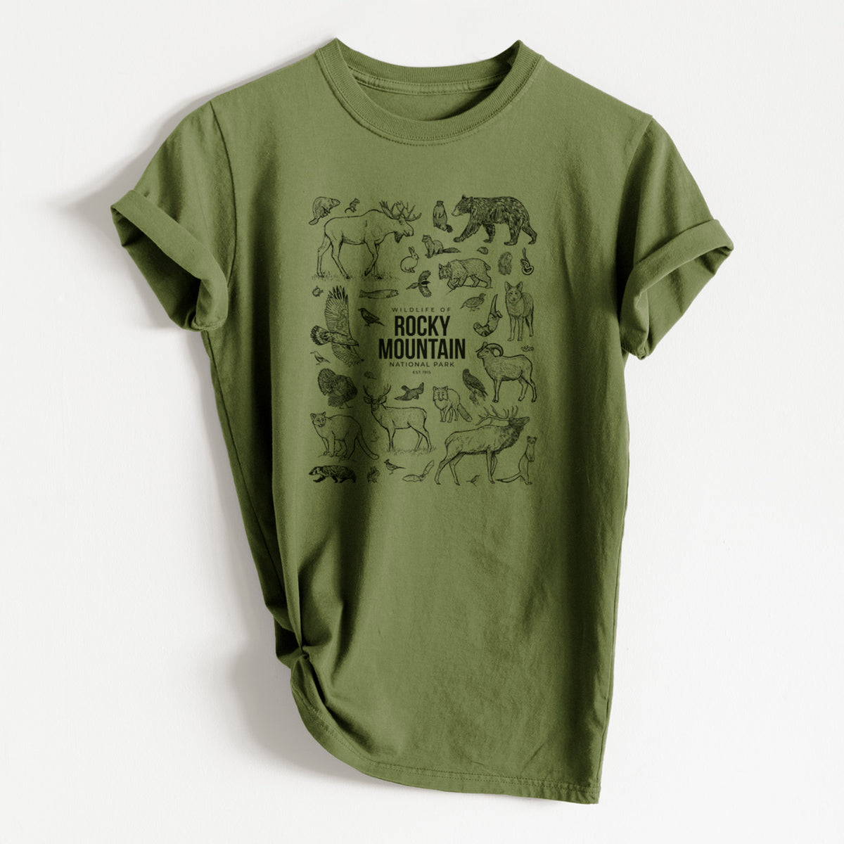 Wildlife of the Rocky Mountain National Park - Heavyweight Men&#39;s 100% Organic Cotton Tee