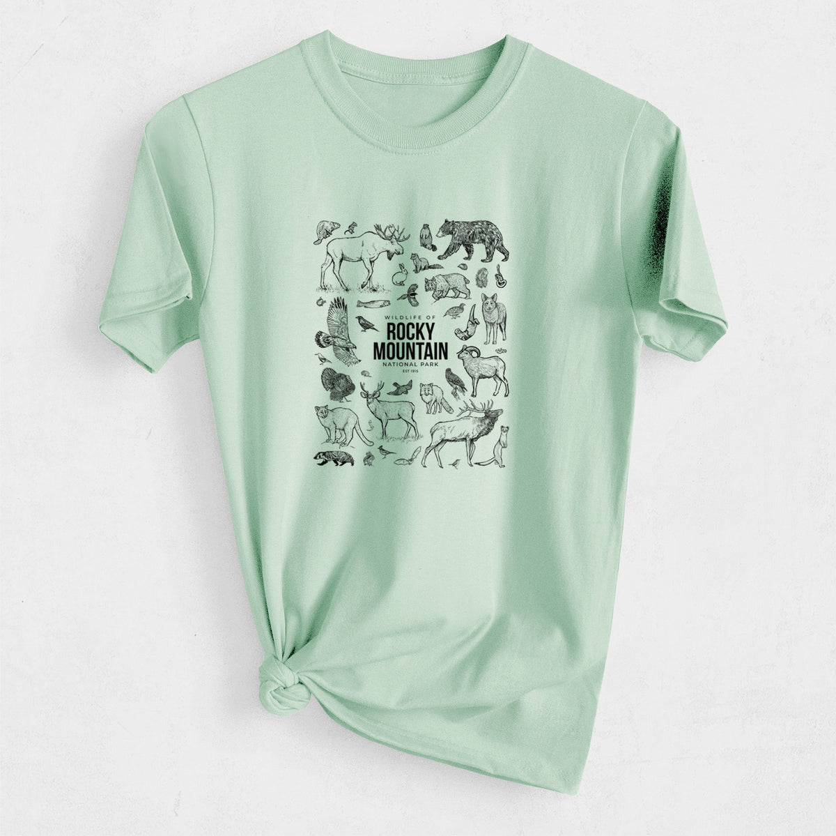 Wildlife of the Rocky Mountain National Park - Heavyweight Men&#39;s 100% Organic Cotton Tee
