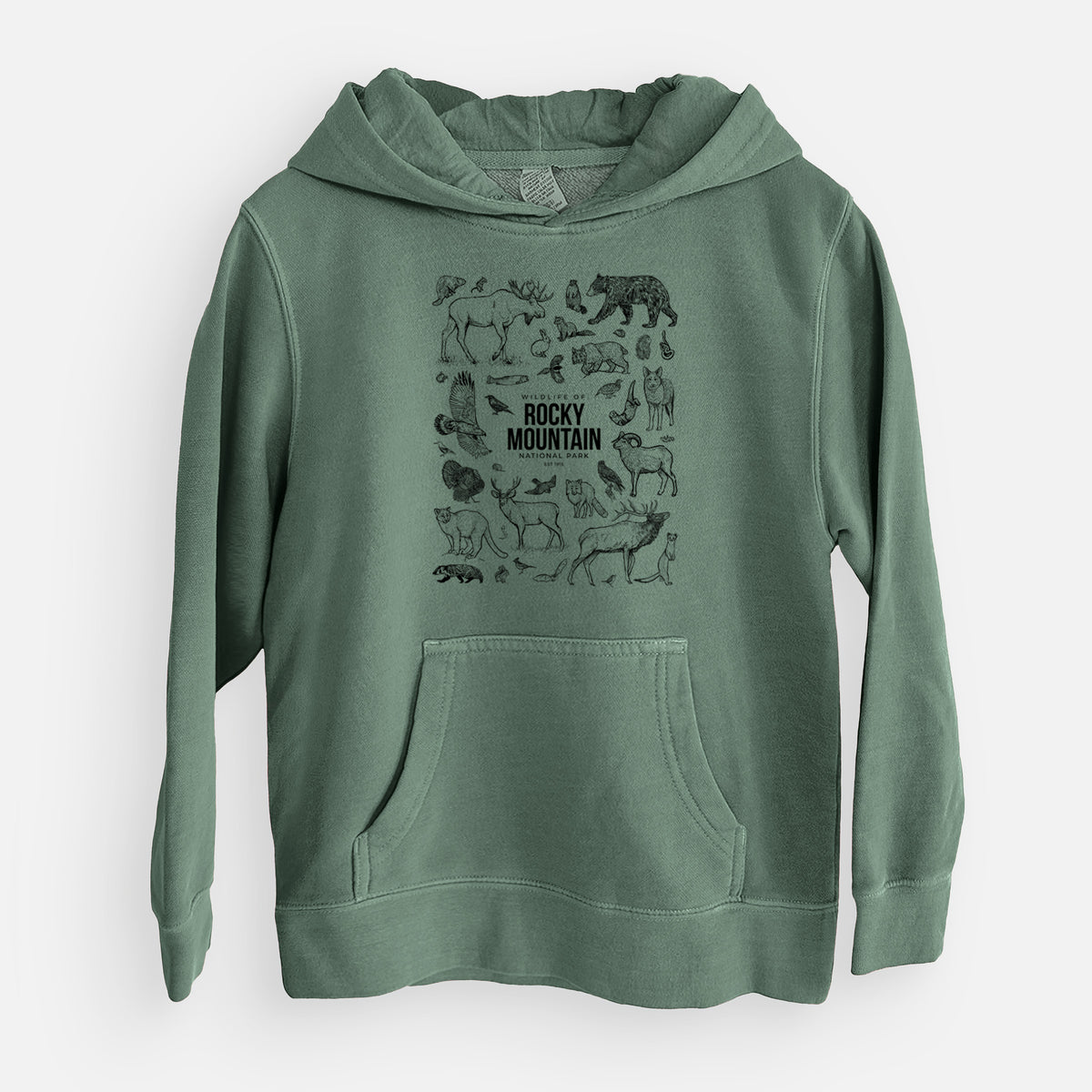 Wildlife of the Rocky Mountain National Park - Youth Pigment Dyed Hoodie