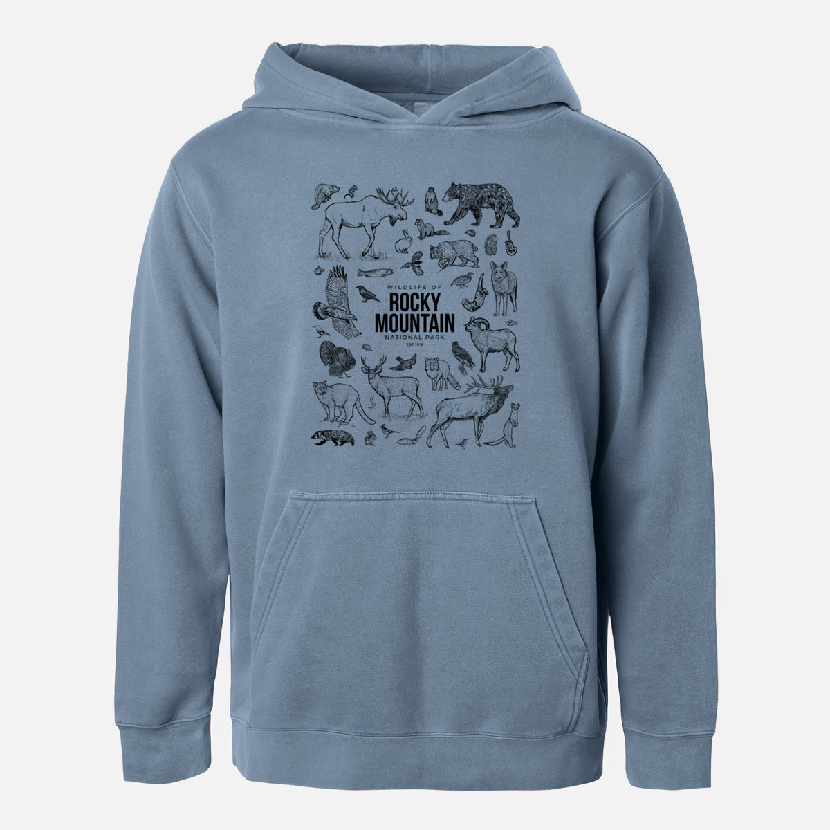 Wildlife of the Rocky Mountain National Park - Youth Pigment Dyed Hoodie