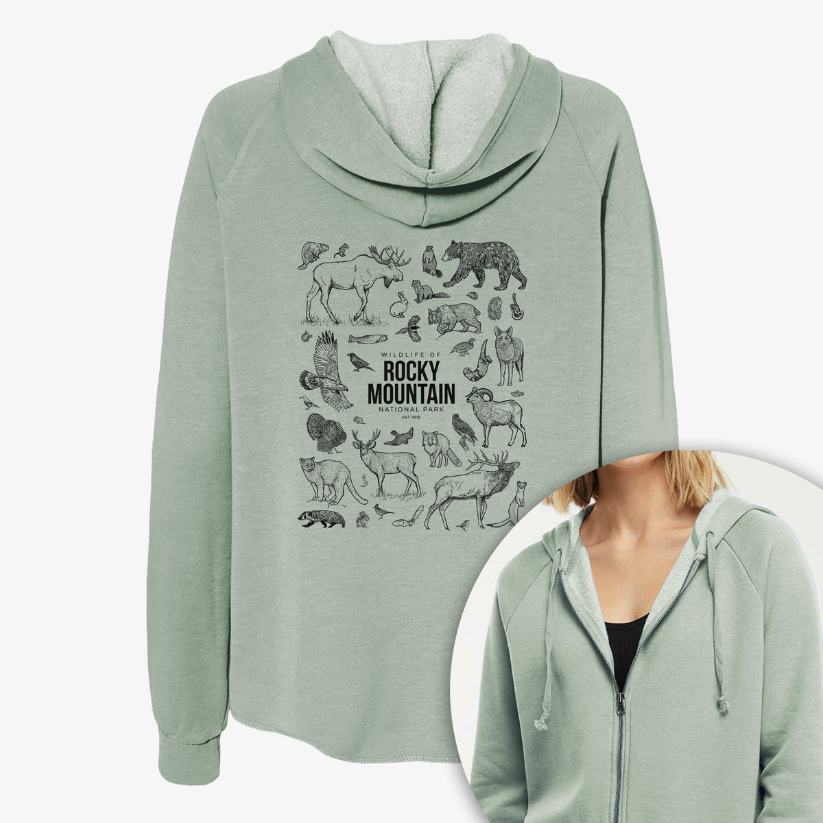 Wildlife of the Rocky Mountain National Park - Women's Cali Wave Zip-Up Sweatshirt