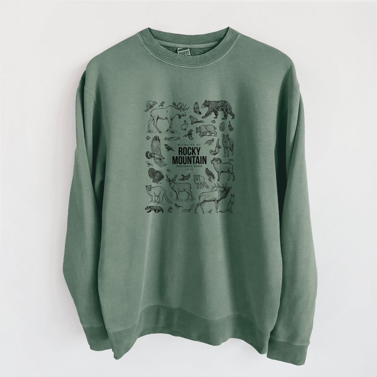 Wildlife of the Rocky Mountain National Park - Unisex Pigment Dyed Crew Sweatshirt