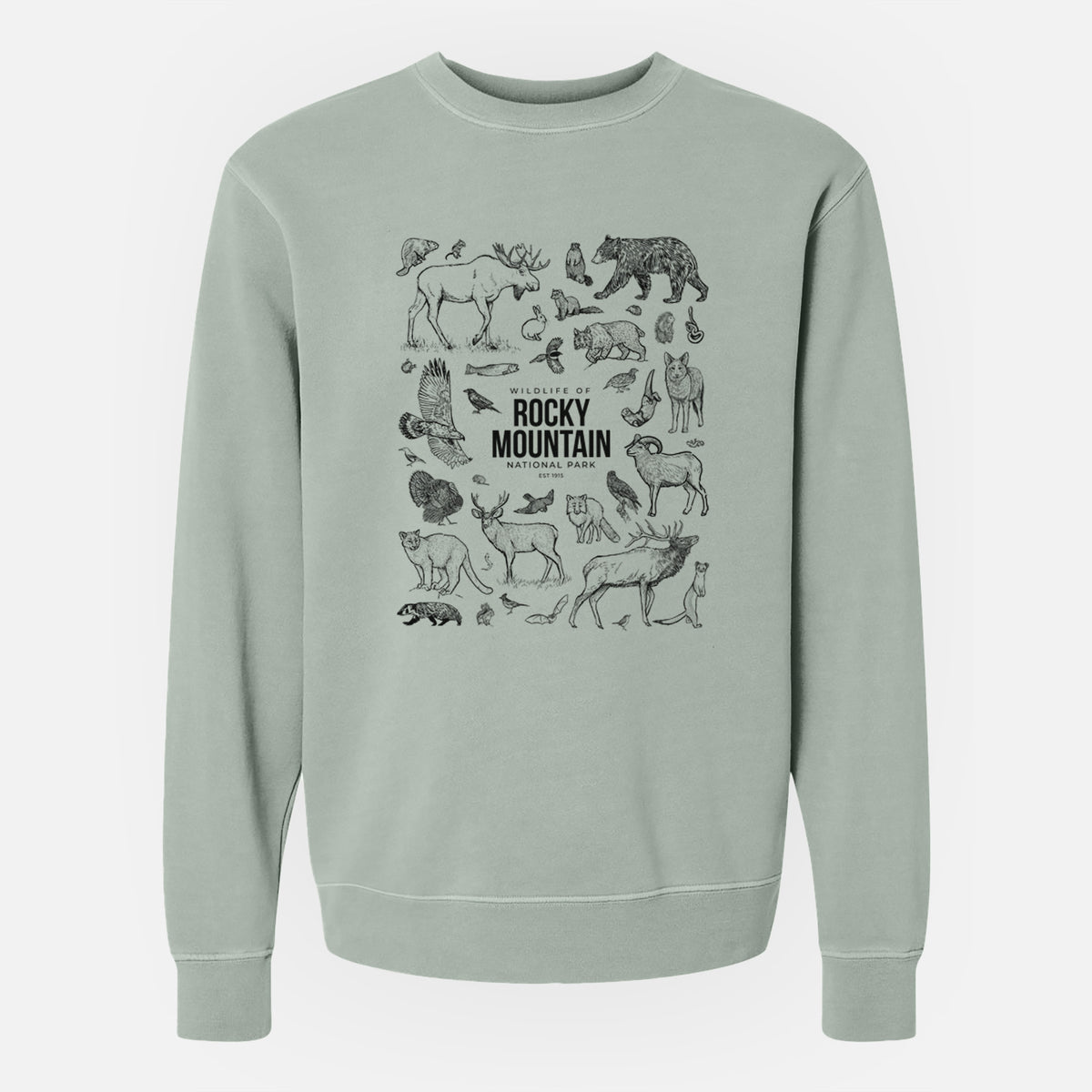 Wildlife of the Rocky Mountain National Park - Unisex Pigment Dyed Crew Sweatshirt