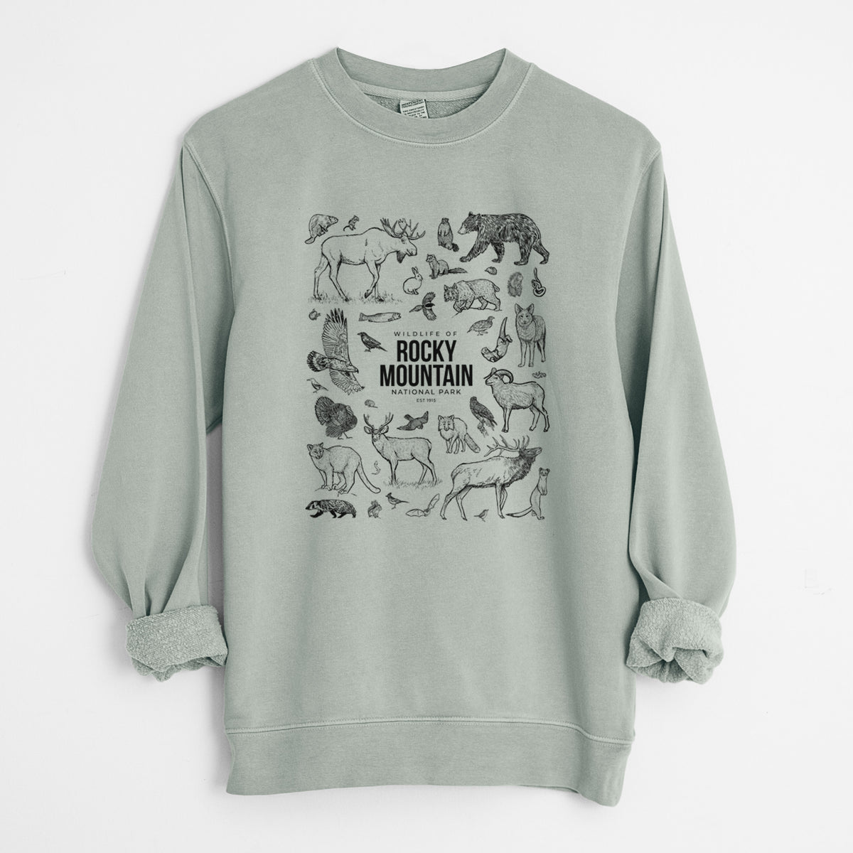 Wildlife of the Rocky Mountain National Park - Unisex Pigment Dyed Crew Sweatshirt