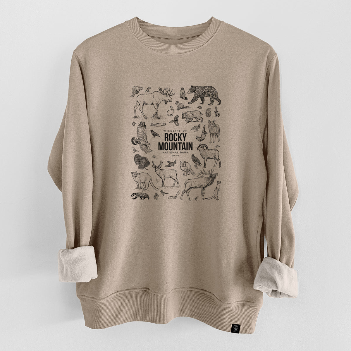 Wildlife of the Rocky Mountain National Park  - Unisex Reclaimed Crewneck Sweatshirt