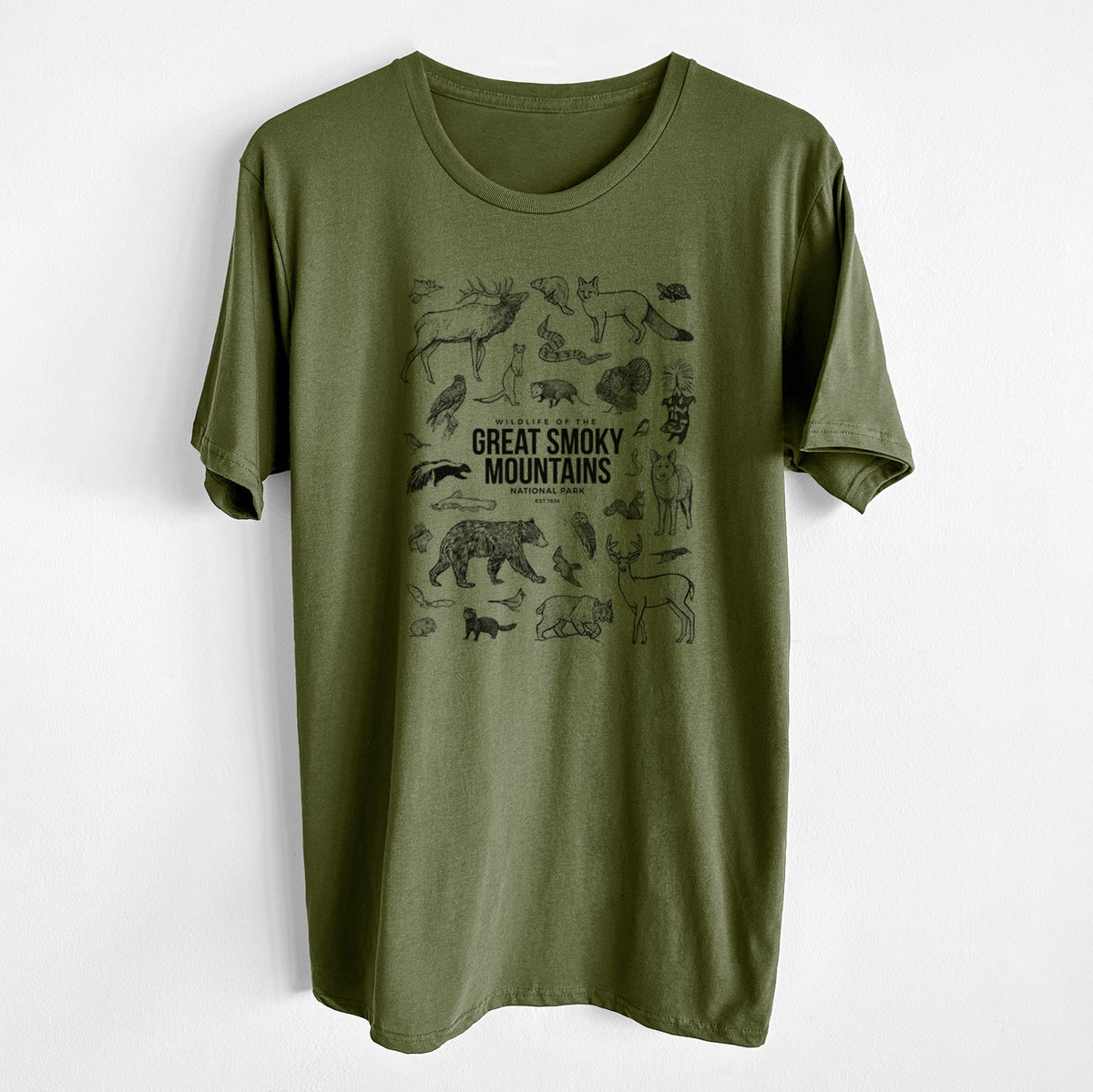 CLOSEOUT - Wildlife of the Great Smoky Mountains National Park - Unisex Crewneck - Made in USA - 100% Organic Cotton