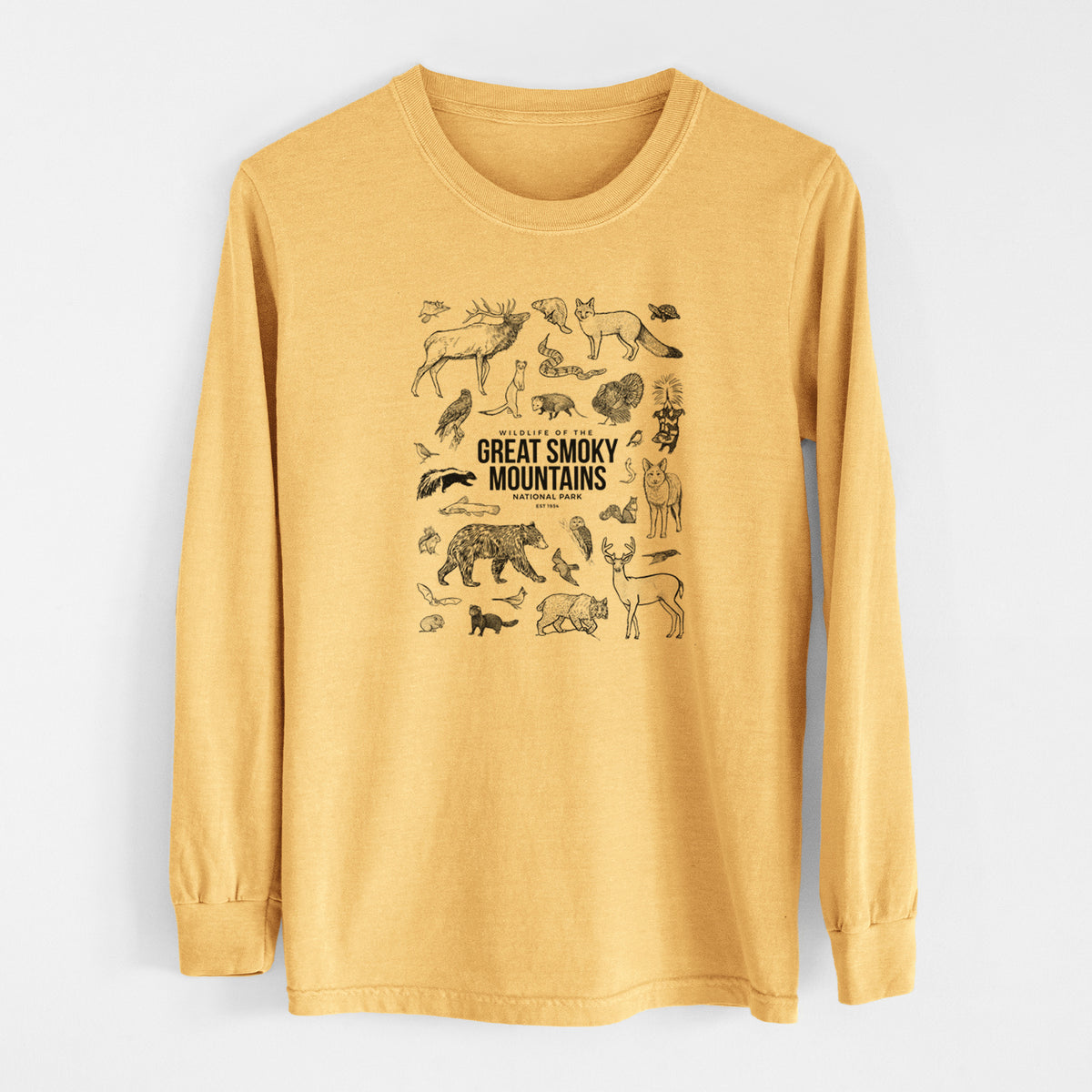 Wildlife of the Great Smoky Mountains National Park - Men&#39;s Heavyweight 100% Cotton Long Sleeve