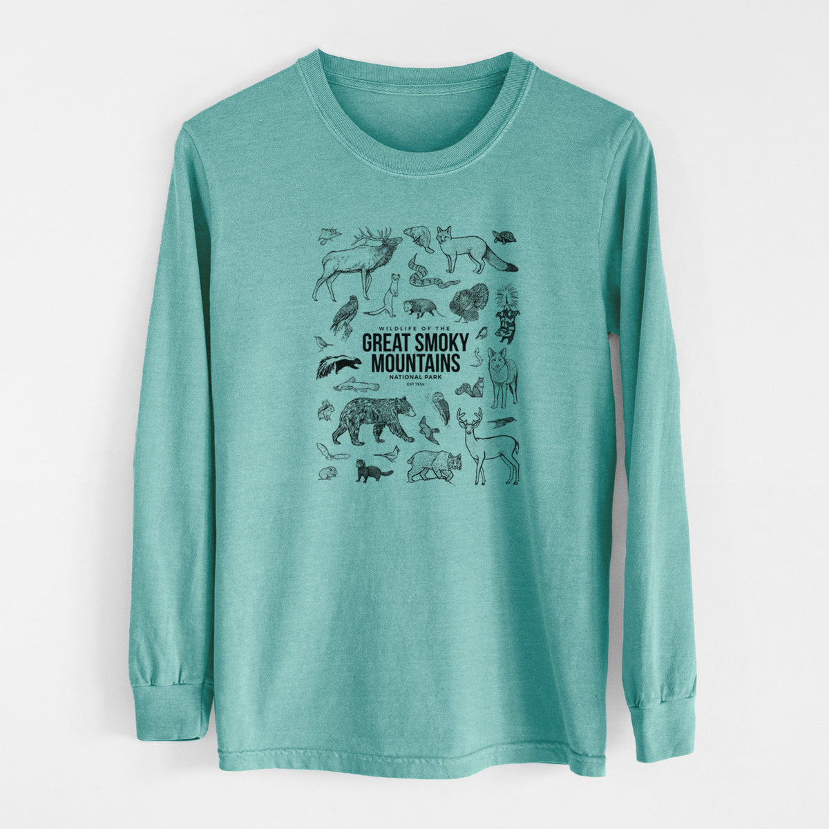 Wildlife of the Great Smoky Mountains National Park - Men&#39;s Heavyweight 100% Cotton Long Sleeve