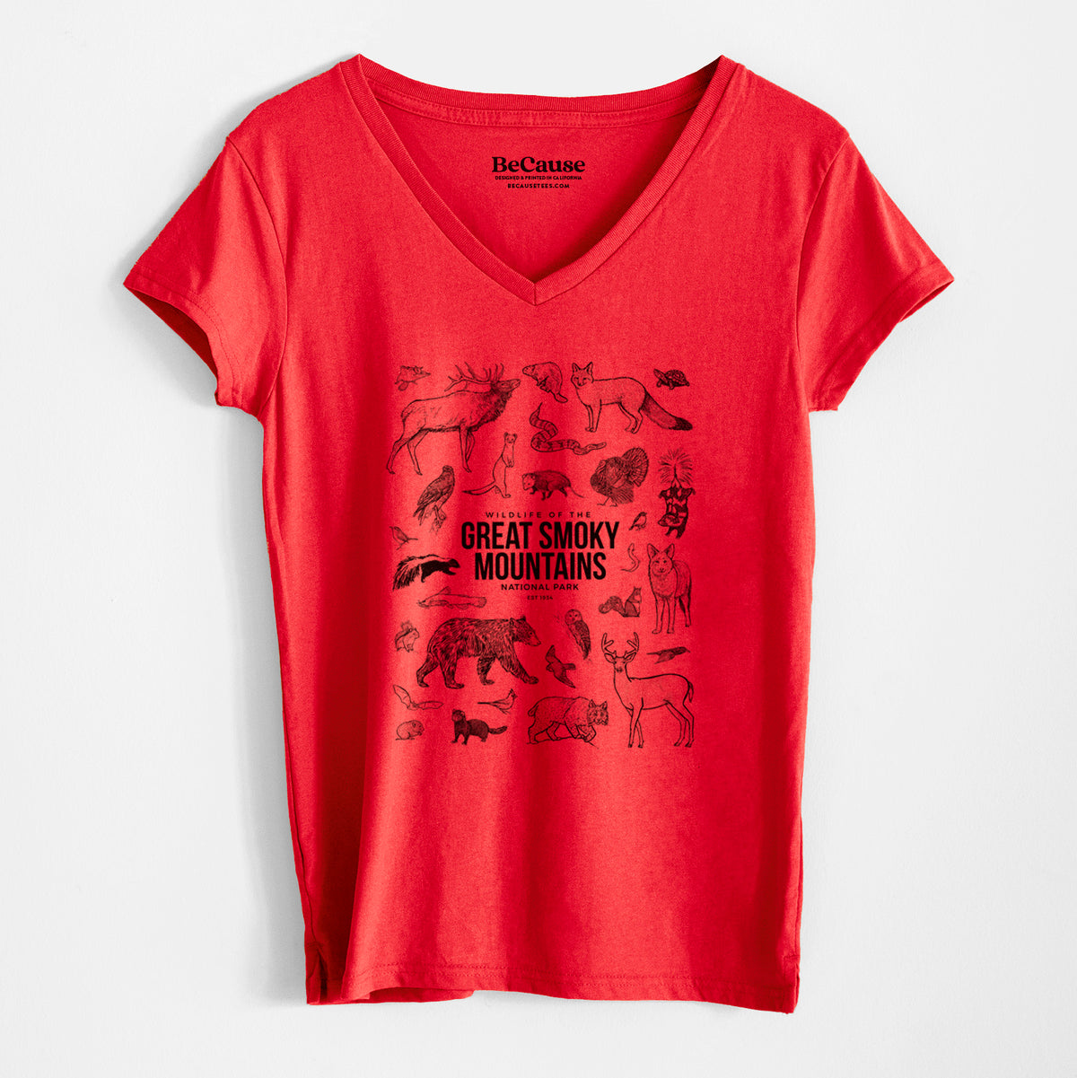 Wildlife of the Great Smoky Mountains National Park - Women&#39;s 100% Recycled V-neck
