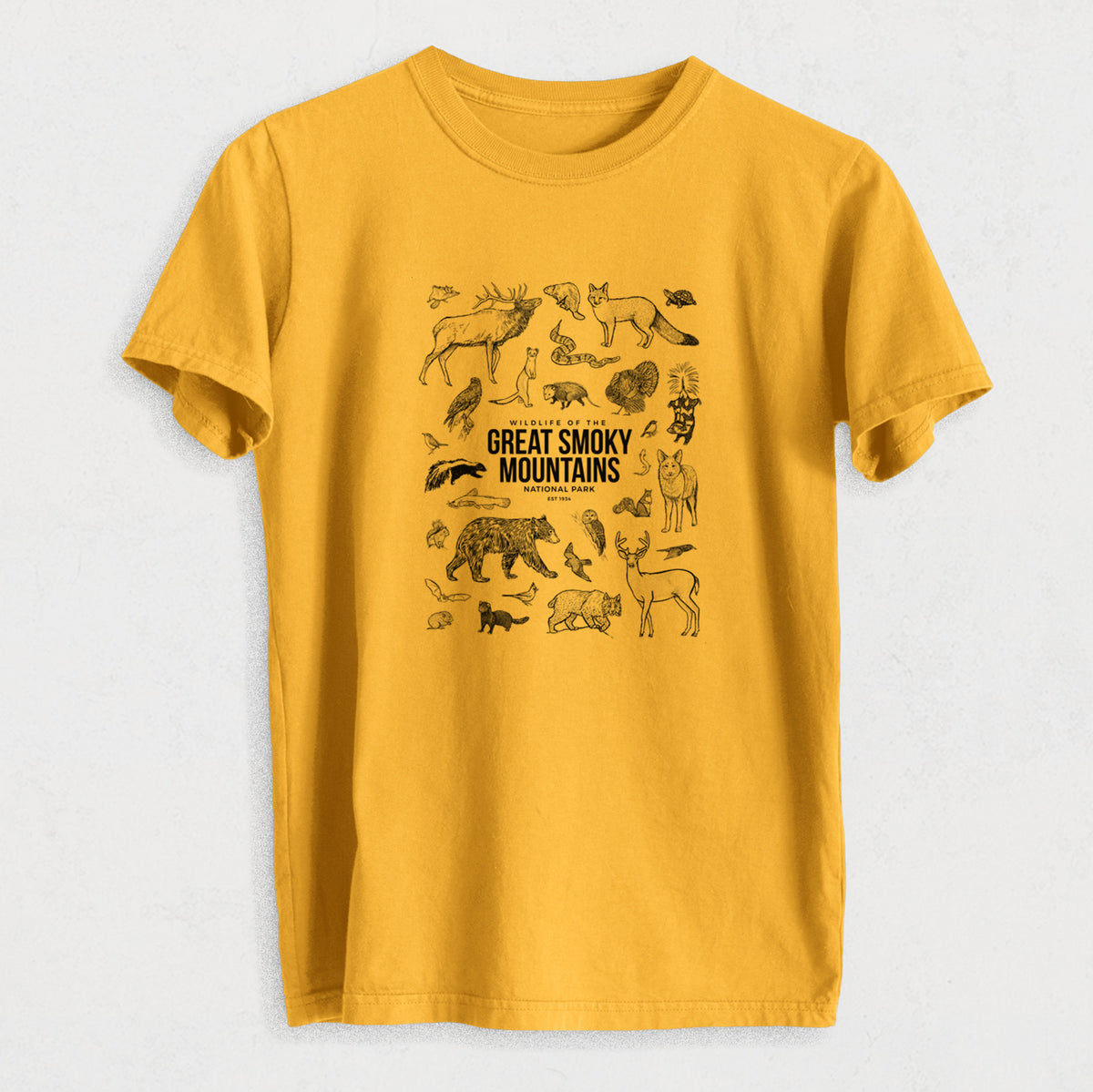 Wildlife of the Great Smoky Mountains National Park - Heavyweight Men&#39;s 100% Organic Cotton Tee