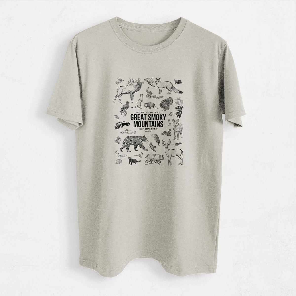 Wildlife of the Great Smoky Mountains National Park - Heavyweight Men&#39;s 100% Organic Cotton Tee