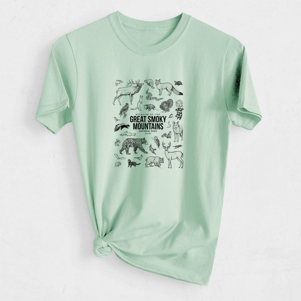 Wildlife of the Great Smoky Mountains National Park - Heavyweight Men&#39;s 100% Organic Cotton Tee