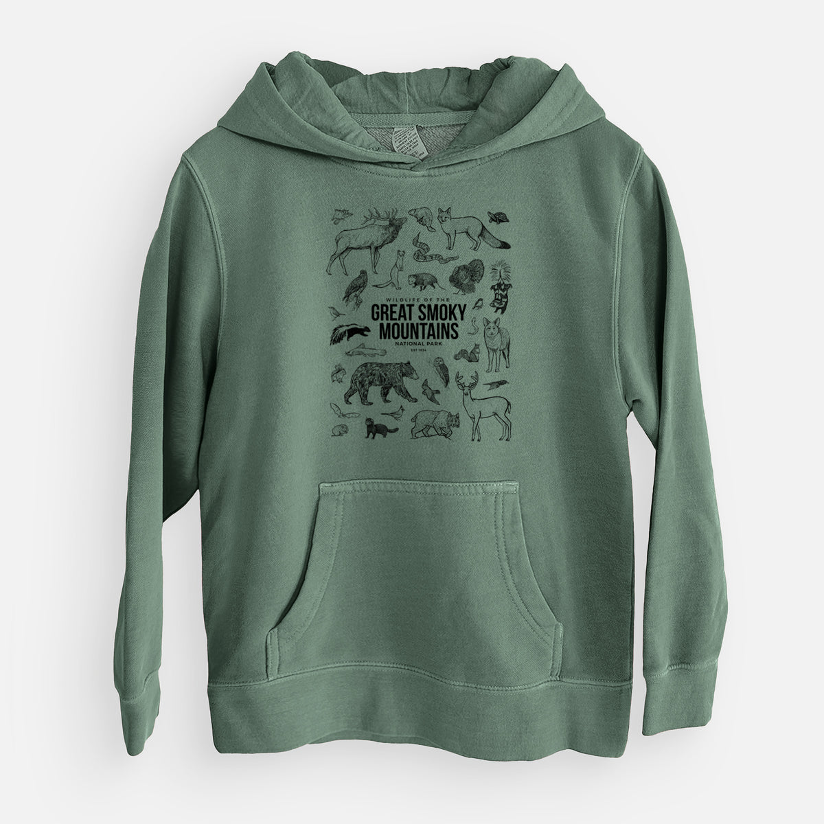 Wildlife of the Great Smoky Mountains National Park - Youth Pigment Dyed Hoodie