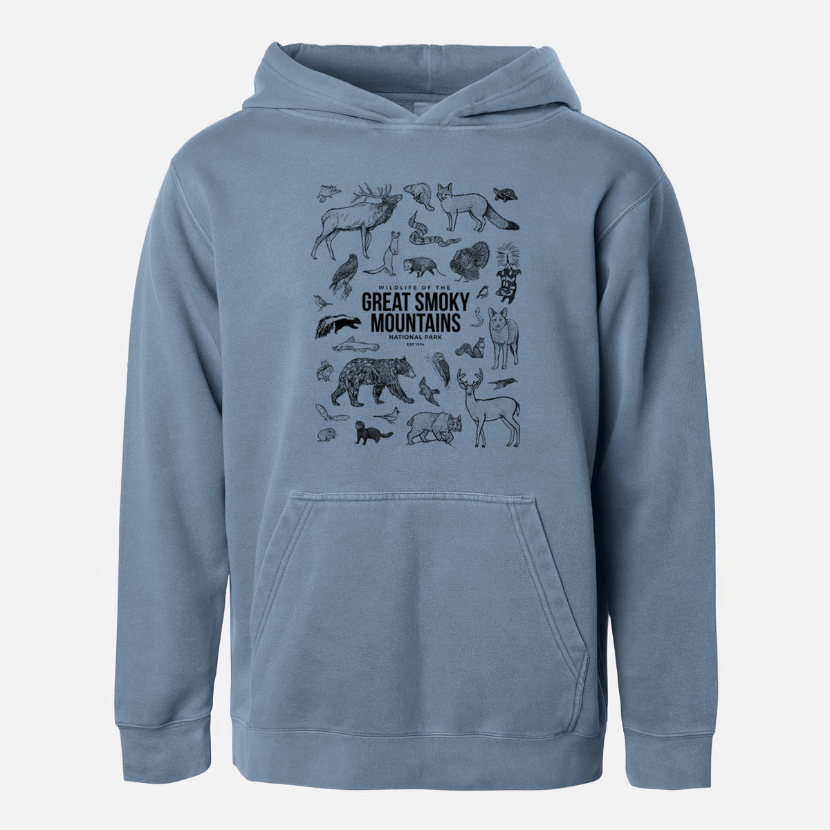 Wildlife of the Great Smoky Mountains National Park - Youth Pigment Dyed Hoodie